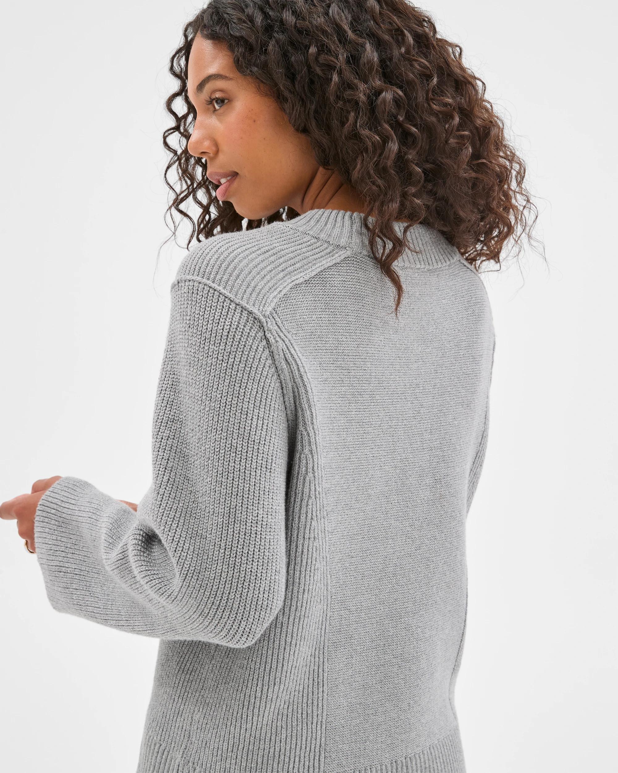 7 Target Woman Australian Cotton Blend Knit Stitch Crew Neck Jumper MID GREY MARLE, 7 of 9