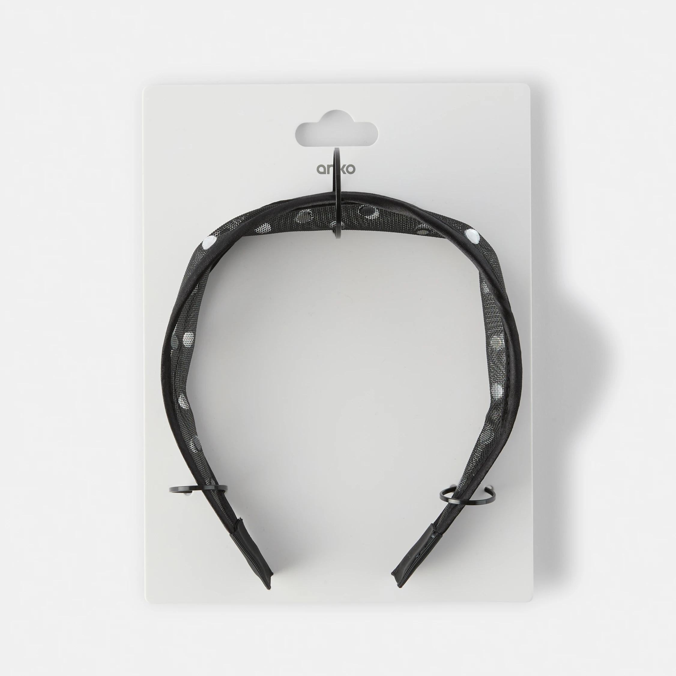 5 Mesh Diamante Headband - Black Black, 5 of 5