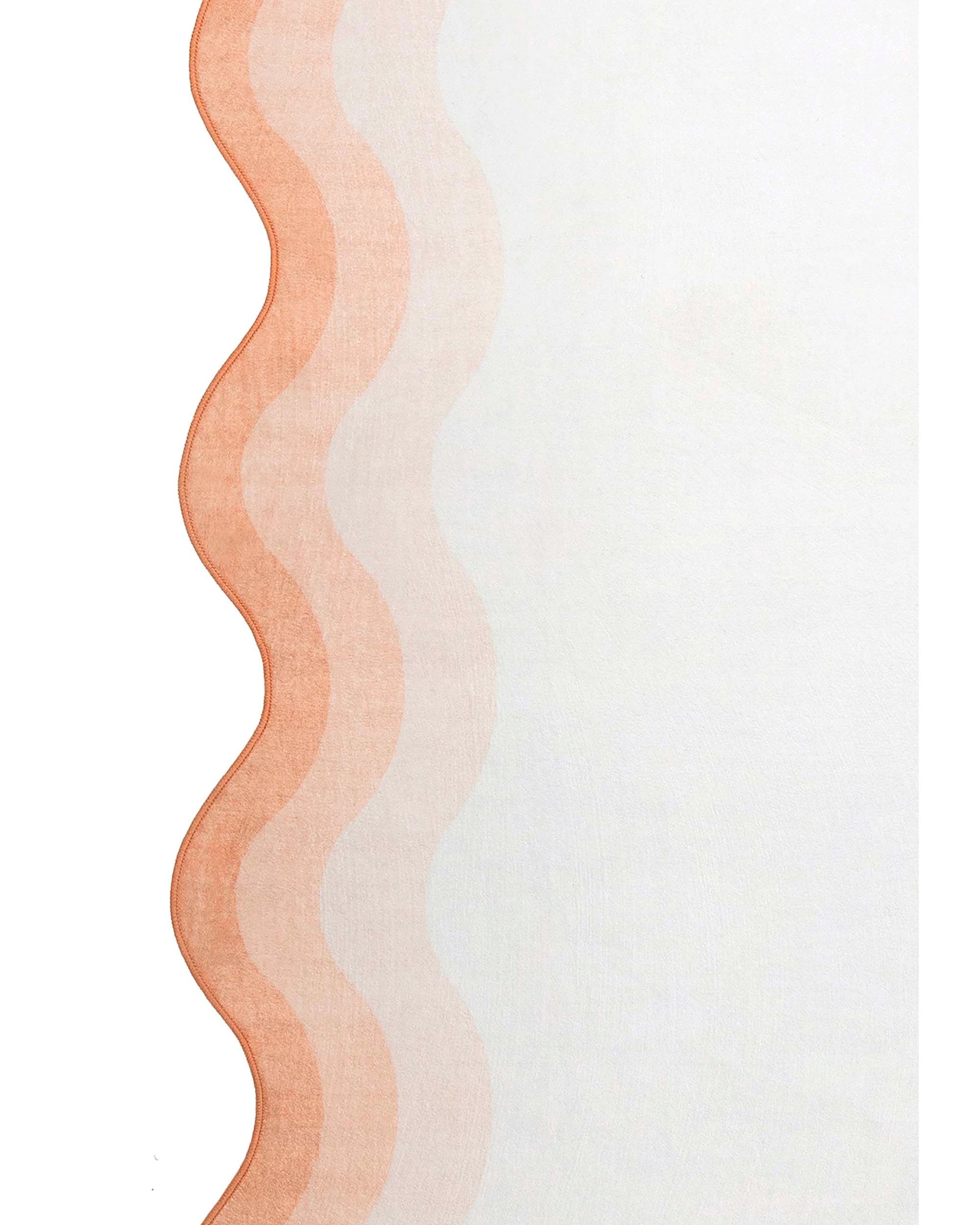 7 Loopsie Bitonto Tonal Scalloped Washable Rug-220cm x 150cm - Orange, 7 of 8