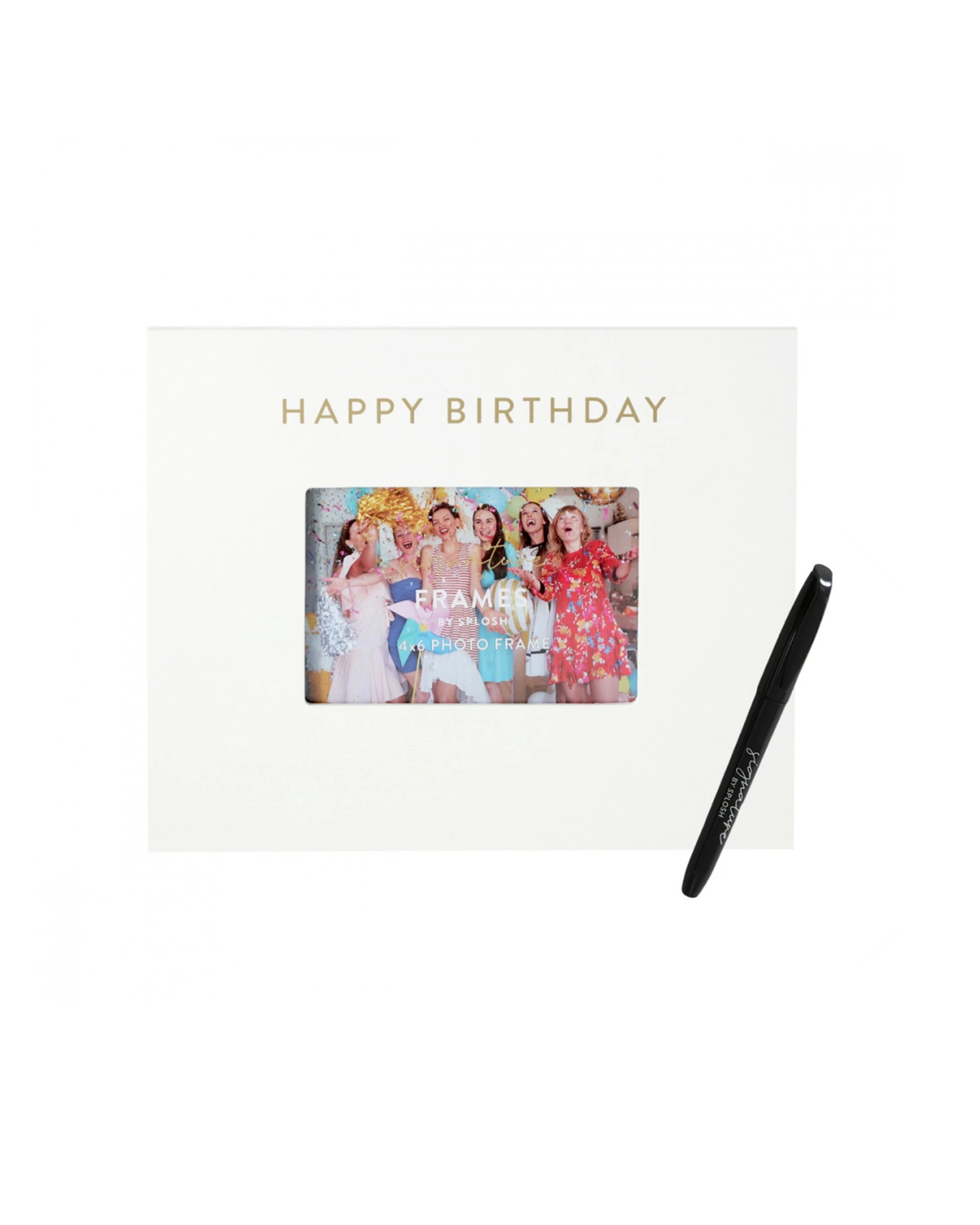 1 Splosh Happy Birthday Signature Photo Frame W/ Marker Home Decor 27.5x23cm White
 - White, 1 of 5