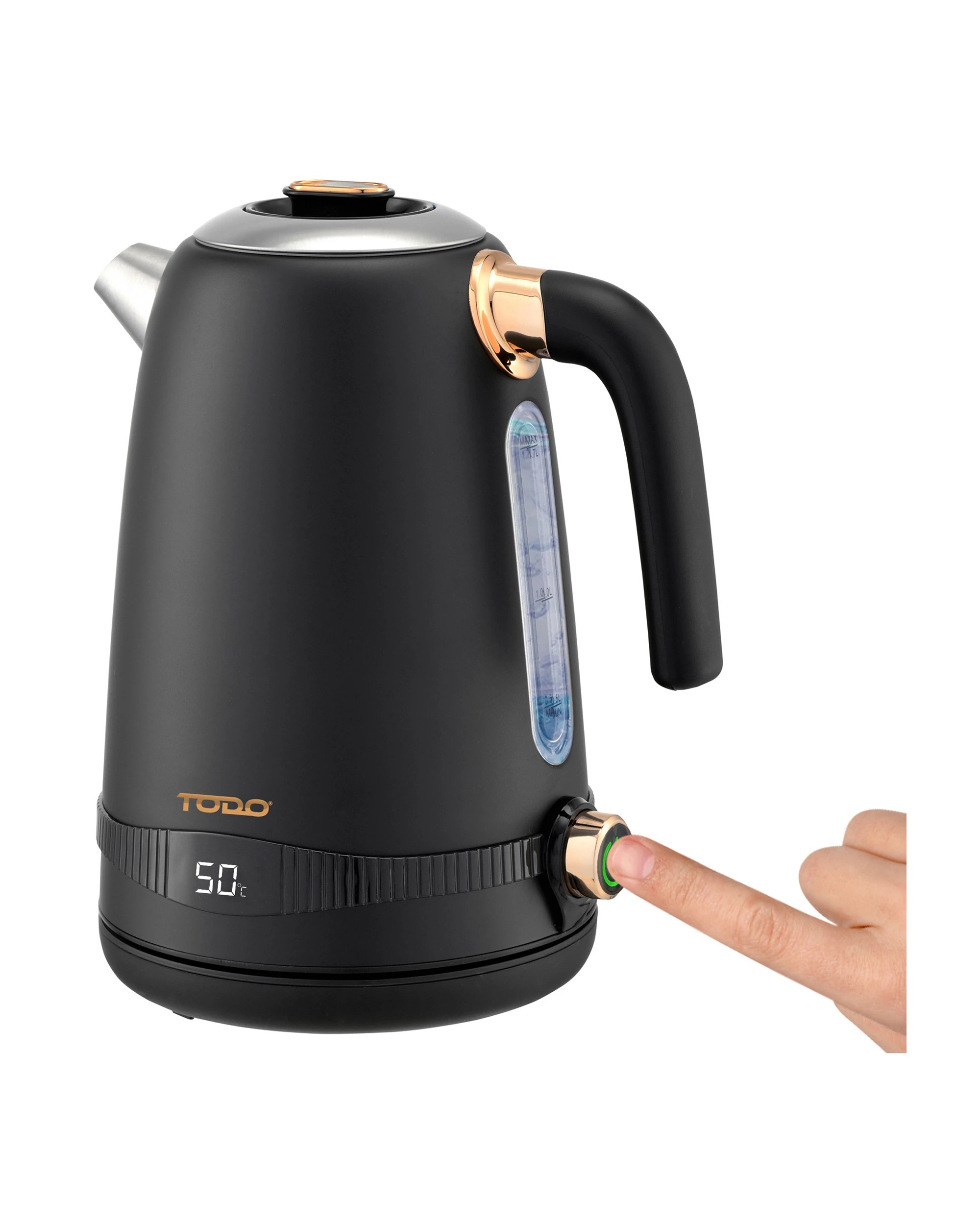 3 TODO 1.7L Stainless Steel Cordless Kettle Keep Warm Electric Led Water Jug - Black, 3 of 6