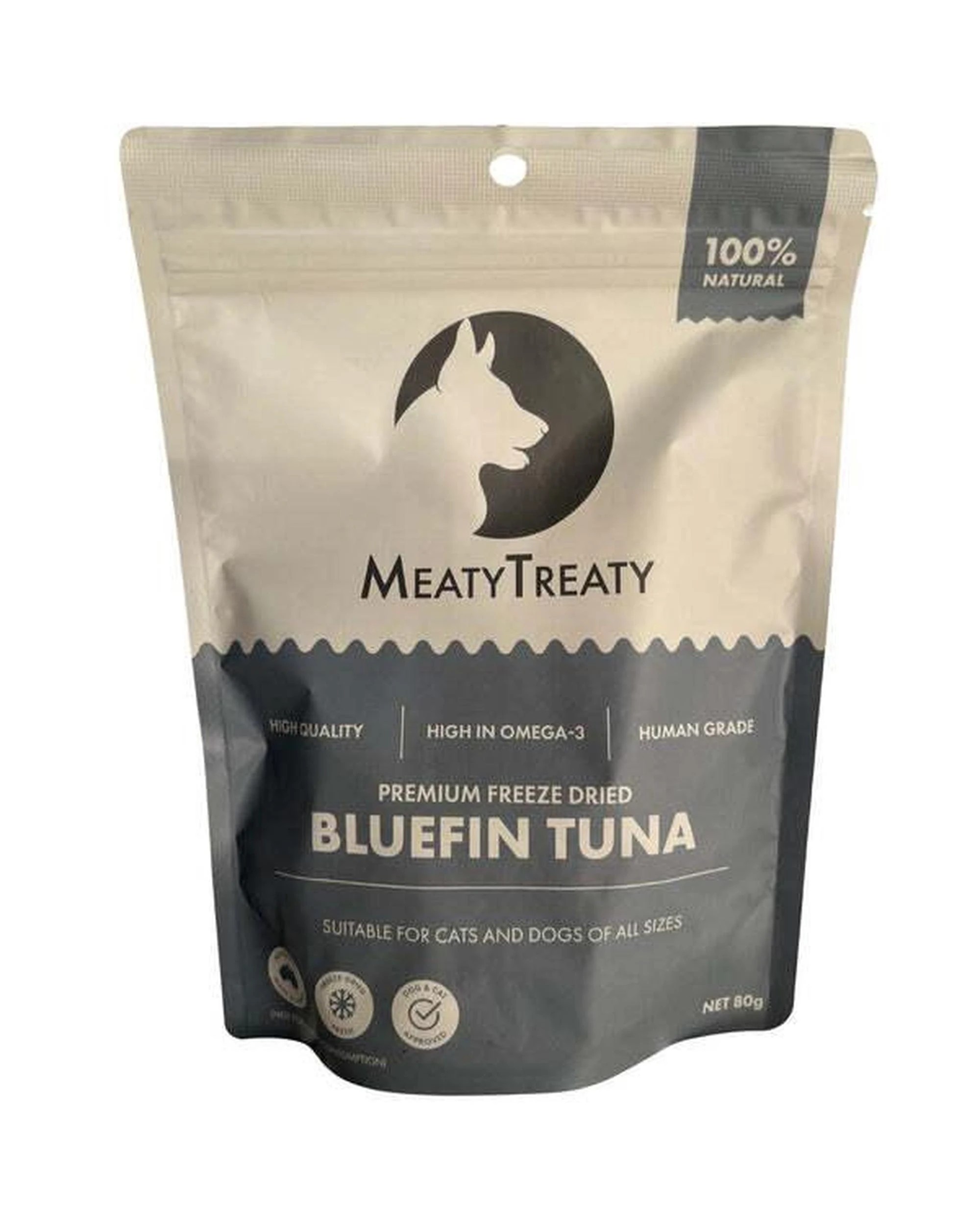 1 Meaty Treaty Premium Freeze Dried Cats & Dogs Treat Bluefin Tuna 80g, 1 of 2