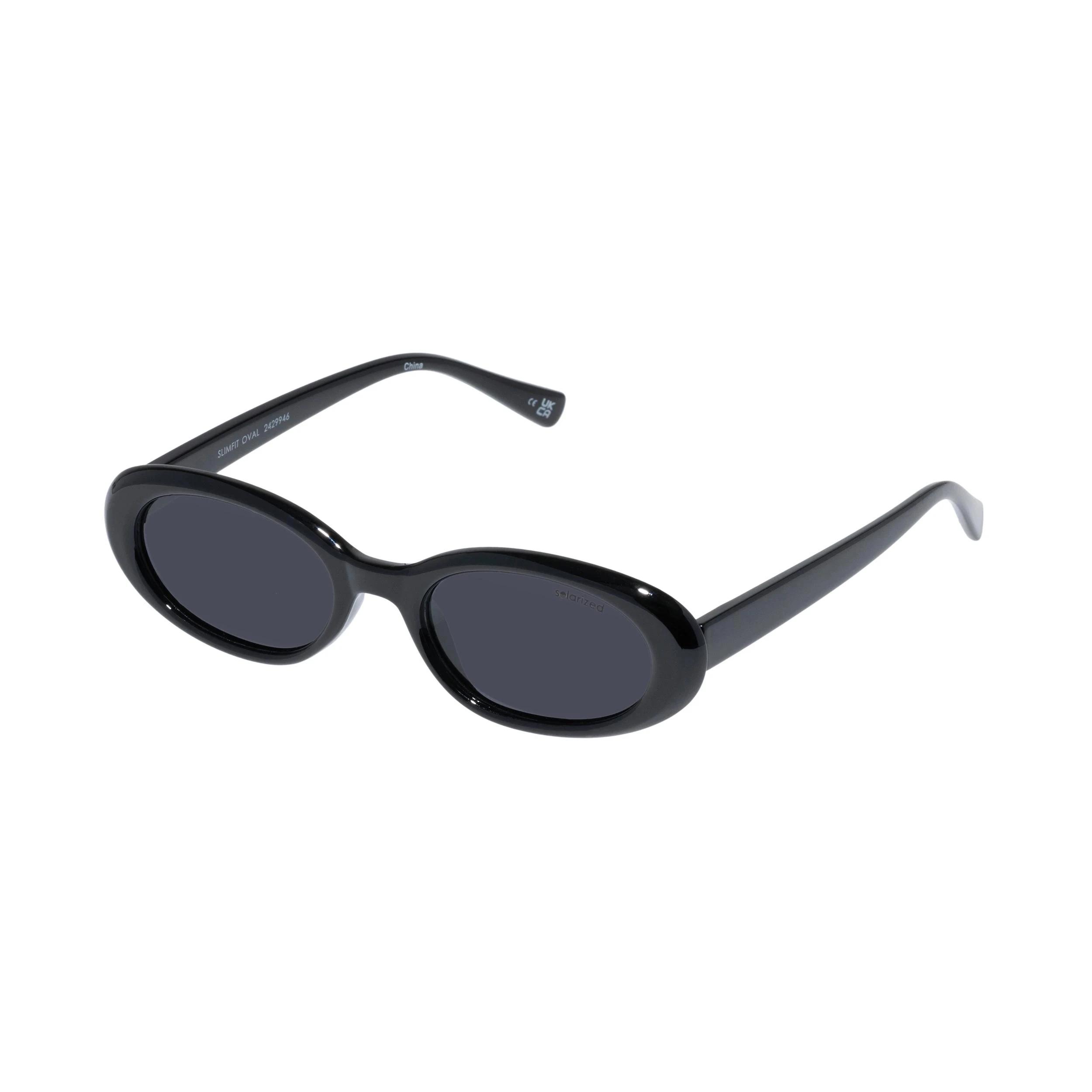 1 SOLARIZED® Slim Fit Oval Sunglasses BLACK, 1 of 2
