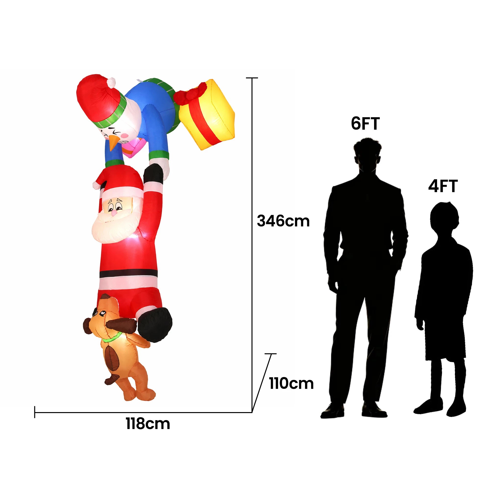 3 Jingle Jollys Christmas Inflatable Climbing Santa 3.5M Height LED Decorations Illuminated - Multi, 3 of 9