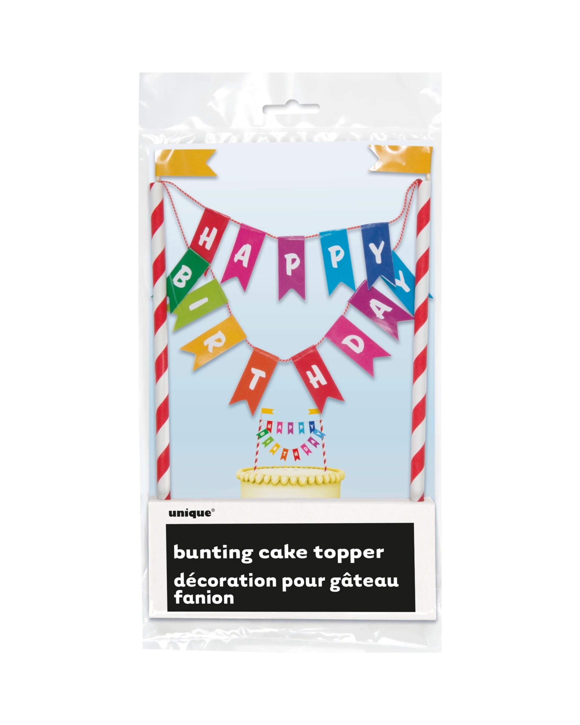 3 Unique Rainbow Ribbons Happy Birthday Bunting Cake Topper - Multi, 3 of 3