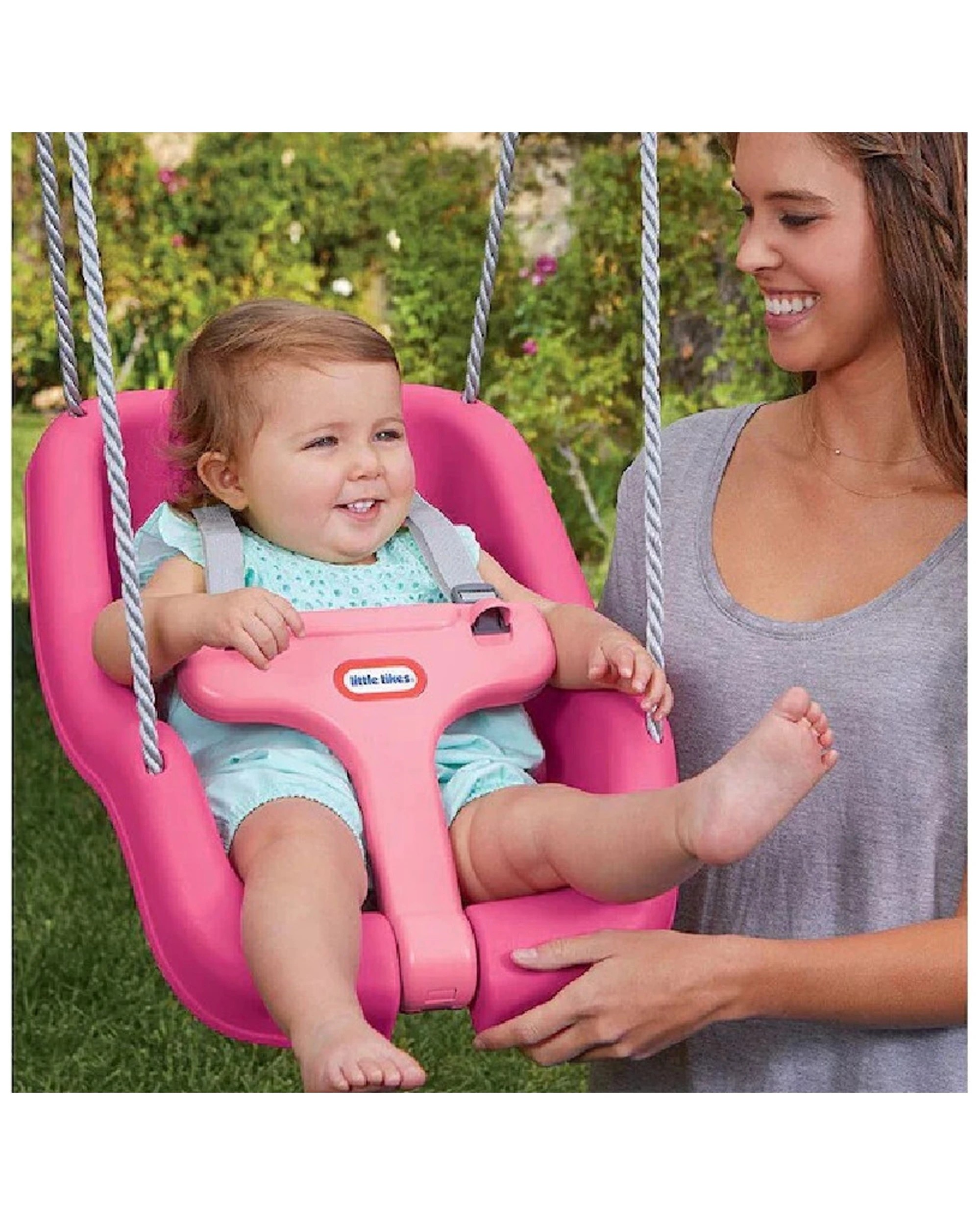 4 Little Tikes 2-in-1 Snug N Secure 43cm Outdoor Baby Swing 9-48m Magenta - Pink, 4 of 4