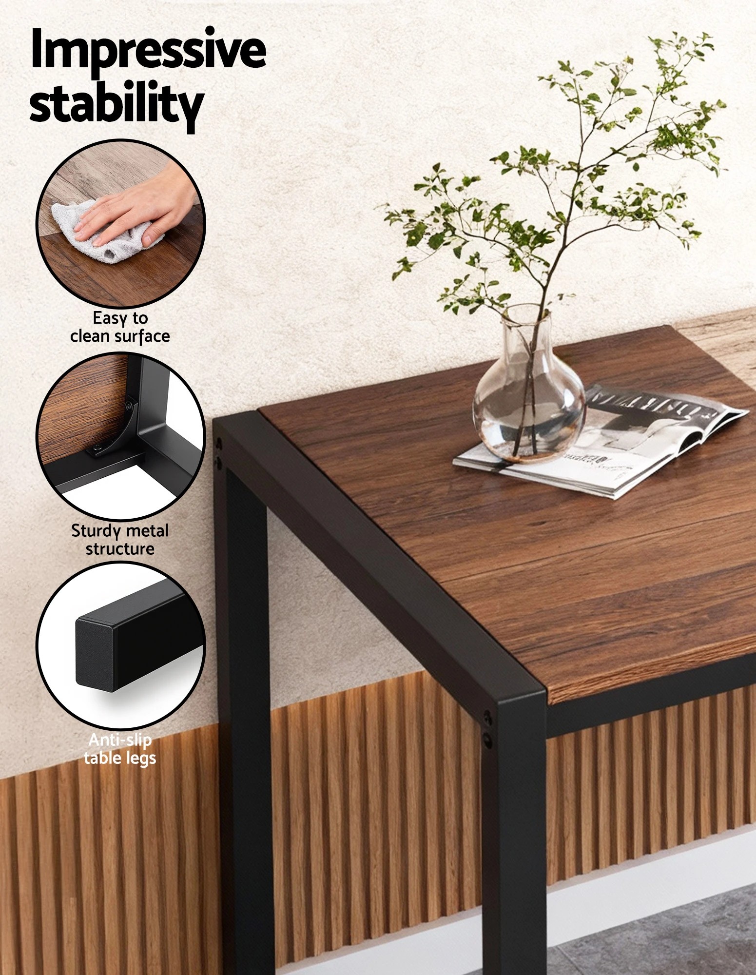 7 Artiss Dining Table and Chairs Set of 4 Bench Kitchen Furniture Rustic - Multi, 7 of 7