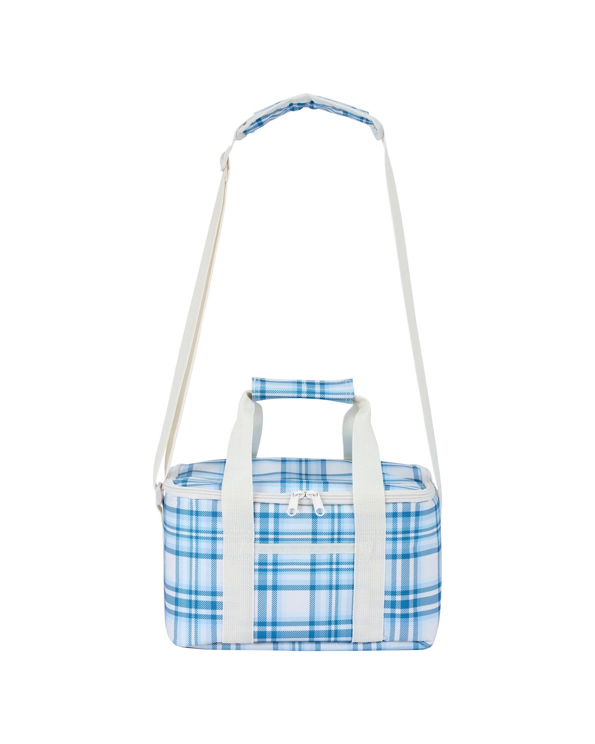 1 Blue Plaid Large Insulated Lunch Bag, 1 of 4