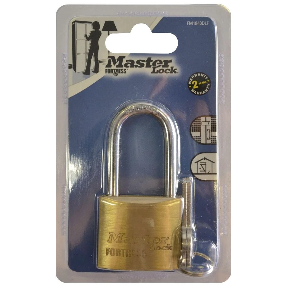 2 Master Lock Fortress 40mm Brass Long Shackle Padlock, 2 of 2