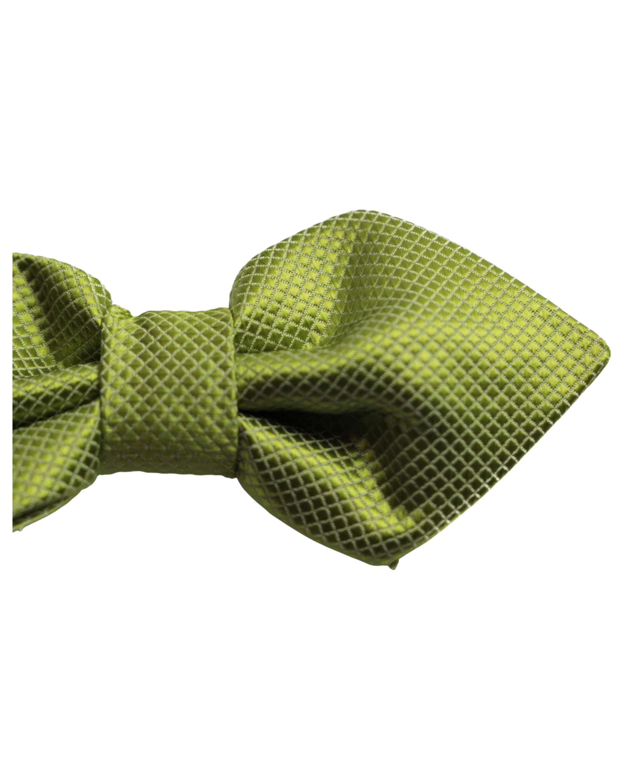 3 Zasel Mens Light Green Diamond Shaped Checkered Bow Tie, 3 of 3