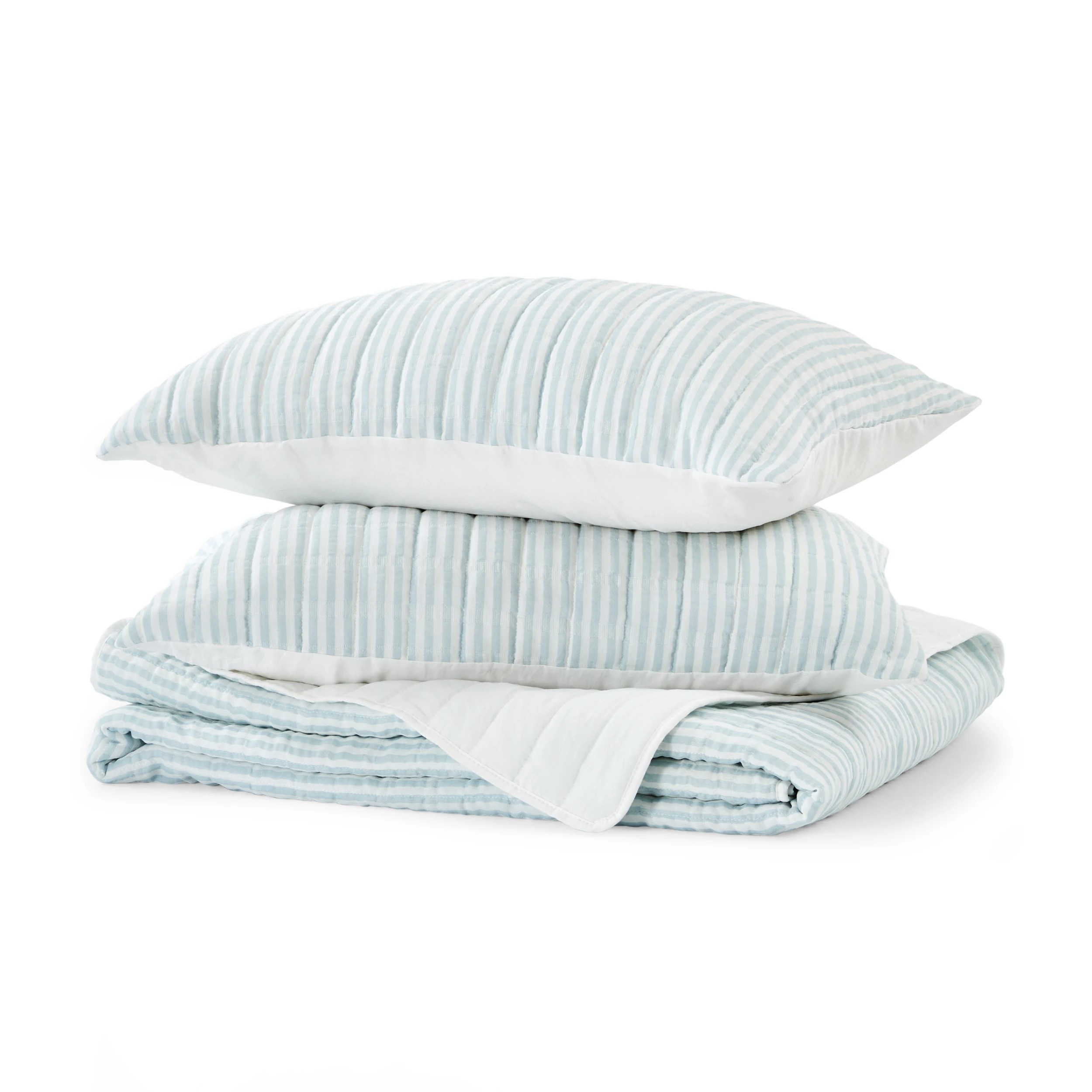 6 Stripe Coverlet Set - Queen/ King Bed, Blue, 6 of 7