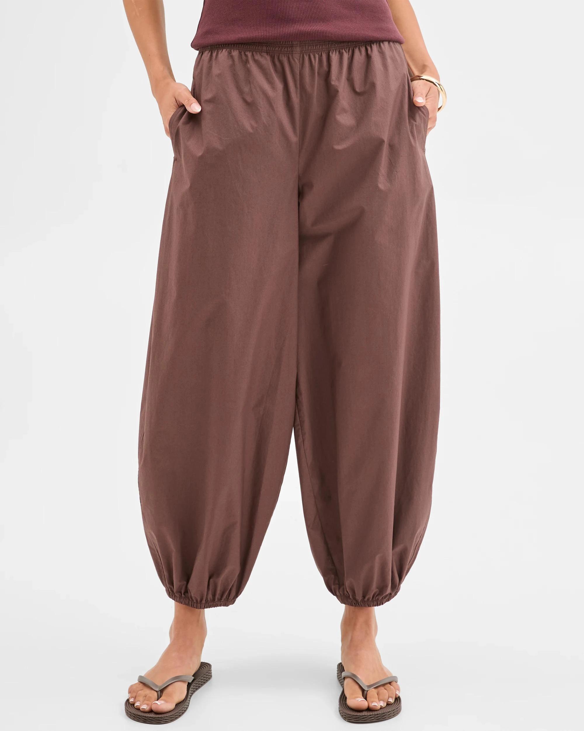 4 Lily Loves Australian Cotton Poplin Balloon Pants BROWN, 4 of 6