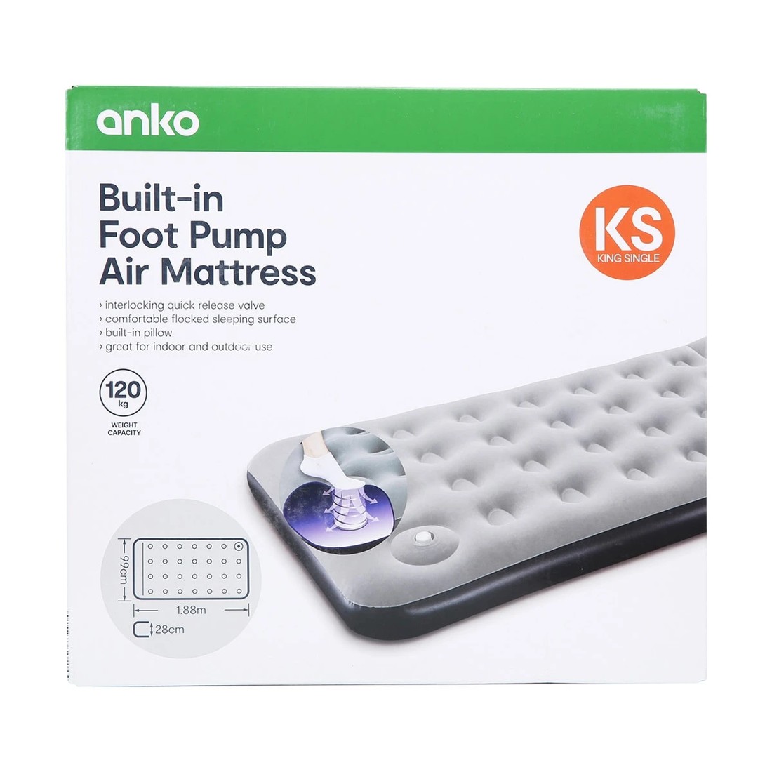 10 Built-In Foot Pump Air Mattress - King Single, 10 of 10