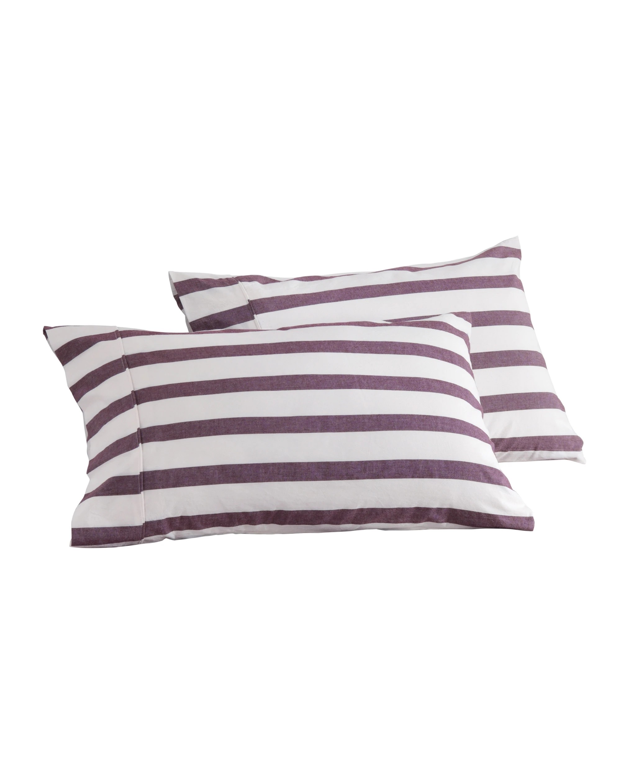 6 Dreamaker Twin Pack Cove Yarn Dyed Washed Cotton Striped Standard Pillowcase - Plum, 6 of 6