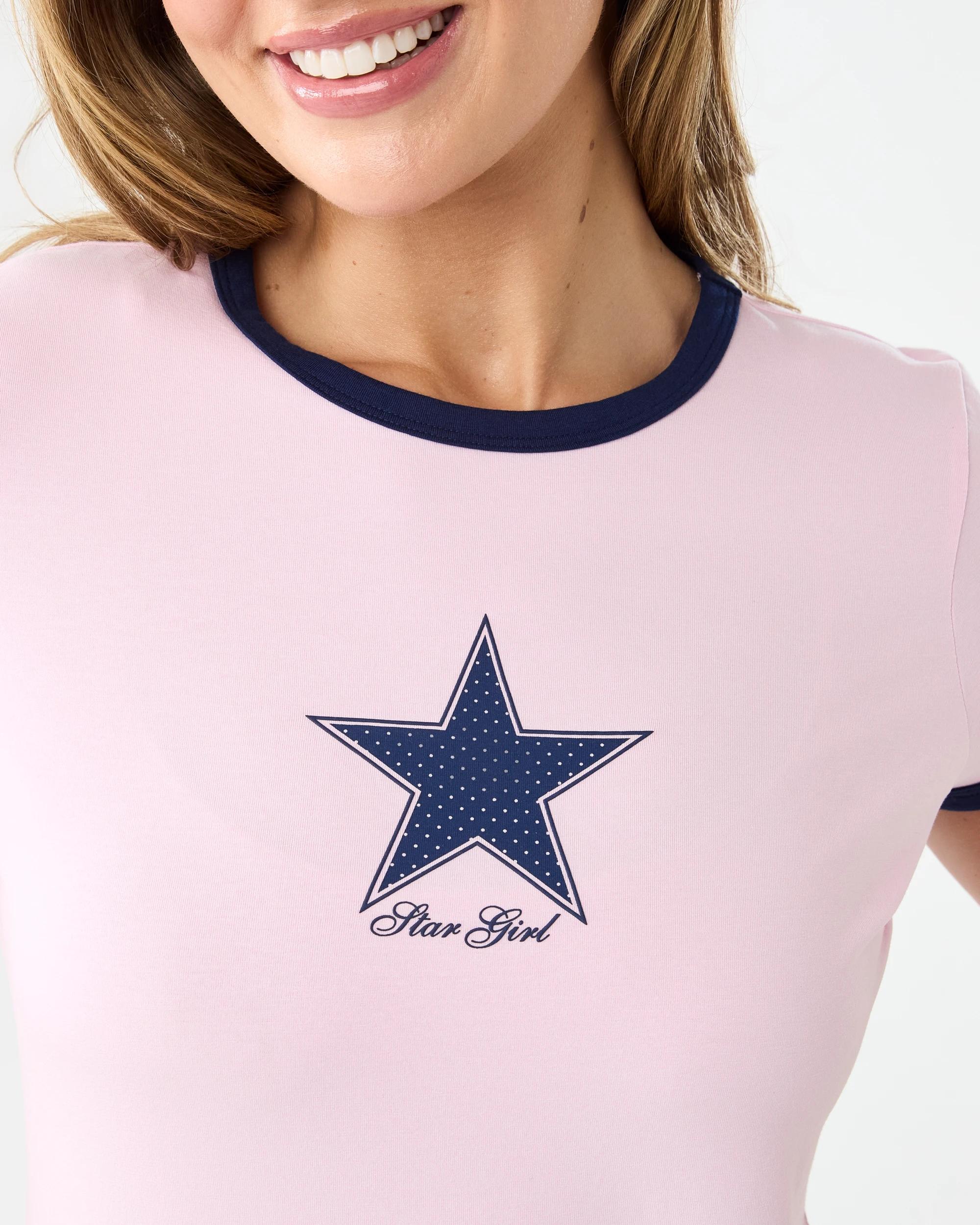 5 Cotton Ringer Sleep T-shirt Star Girl, 5 of 6