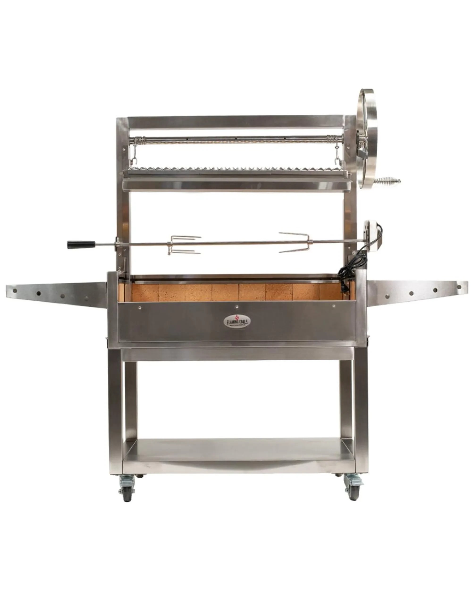 1 Flaming Coals Large Stainless Steel Parrilla BBQ with Rotisserie, 1 of 9