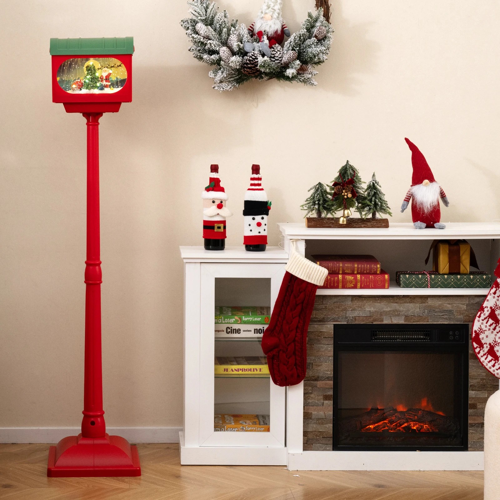 4 Costway Christmas Street Lamp Post Xmas Light Decoration Snow Globe Gift, 4 of 6