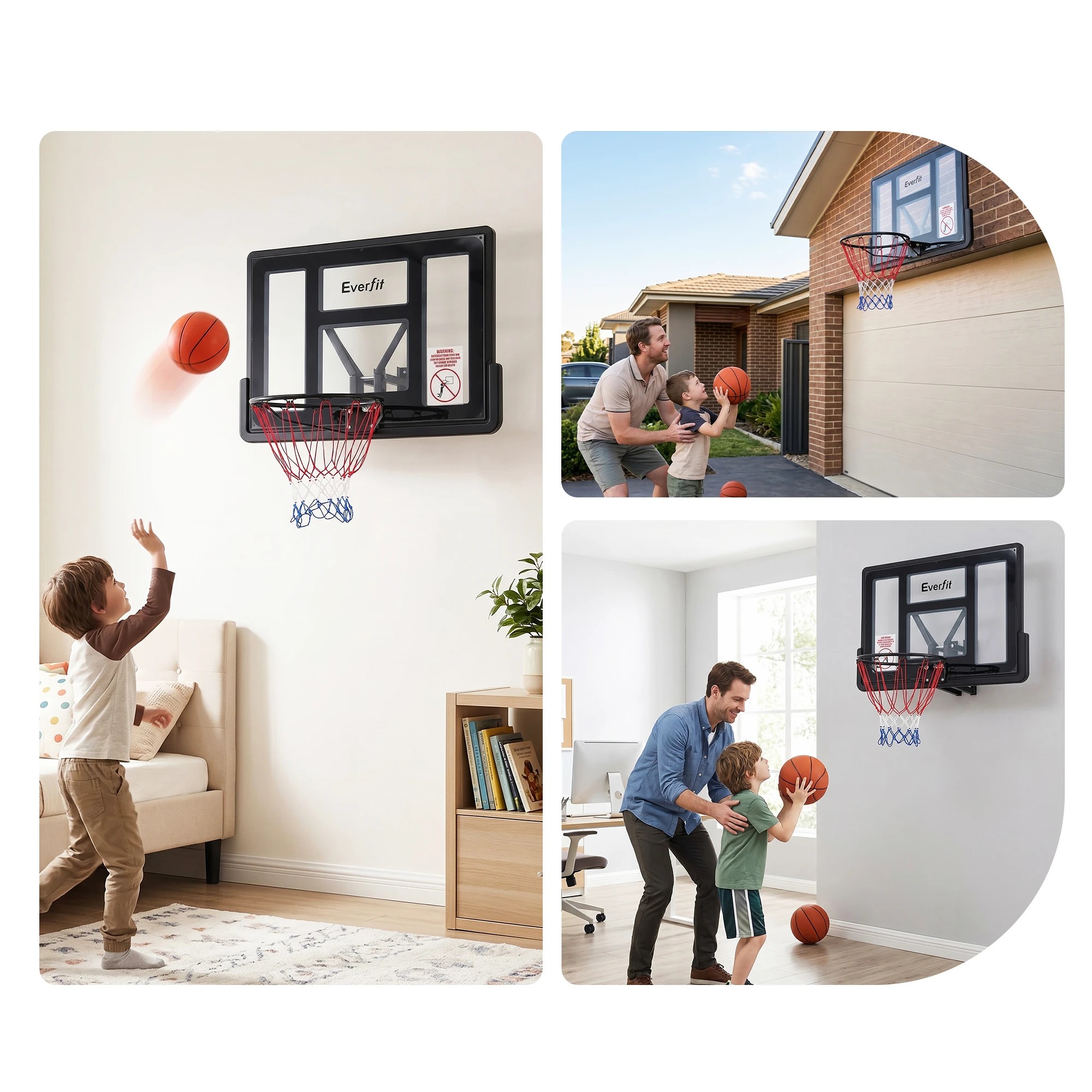 5 Everfit 43-Inch Wall Mount Kids Basketball Hoop, Breakaway Rim & Nylon Net, Indoor Outdoor - Black, 5 of 7