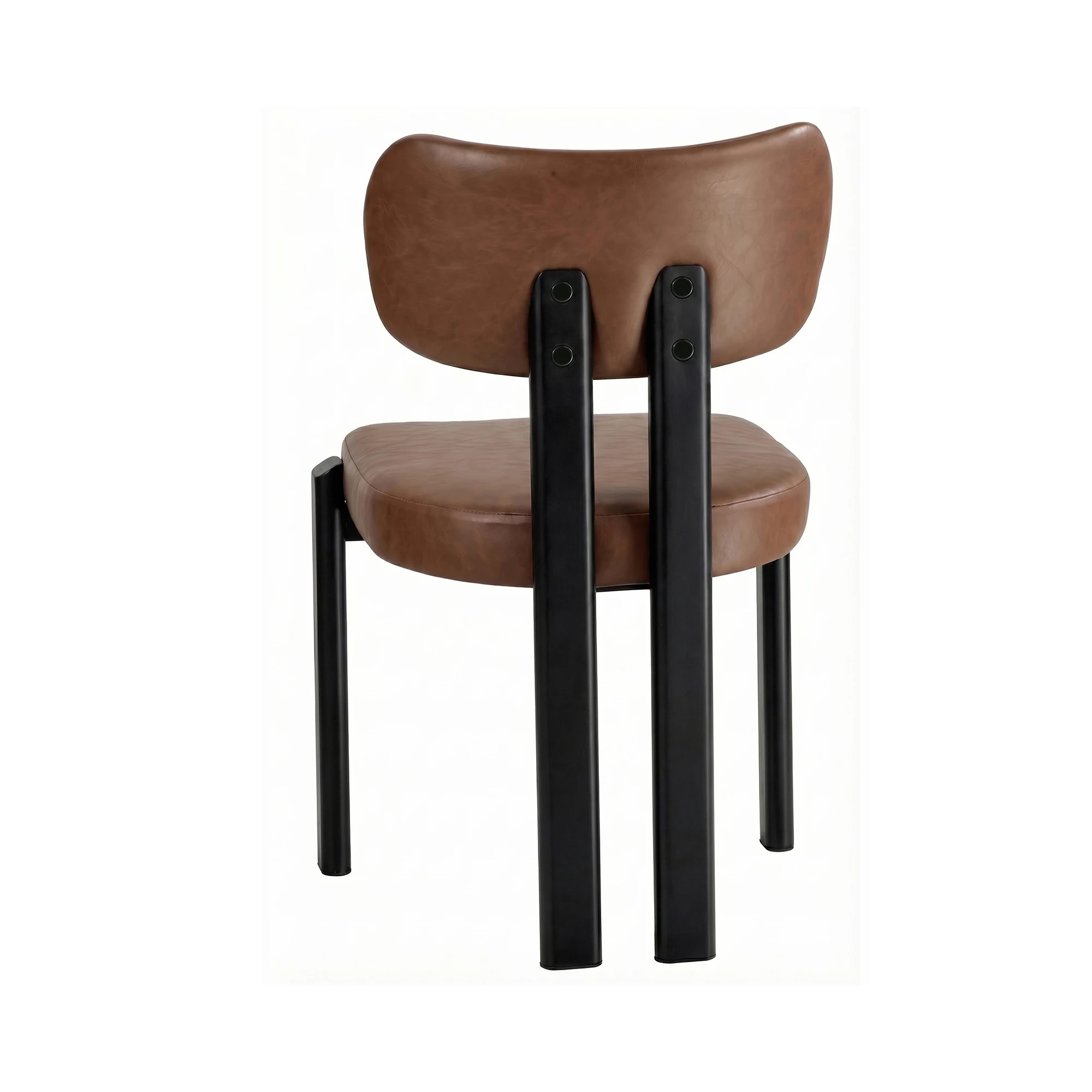 8 Oikiture Set of 2 Dining Chairs Faux Leather Fabric Kitchen Chair Padded Seat - Brown, 8 of 9