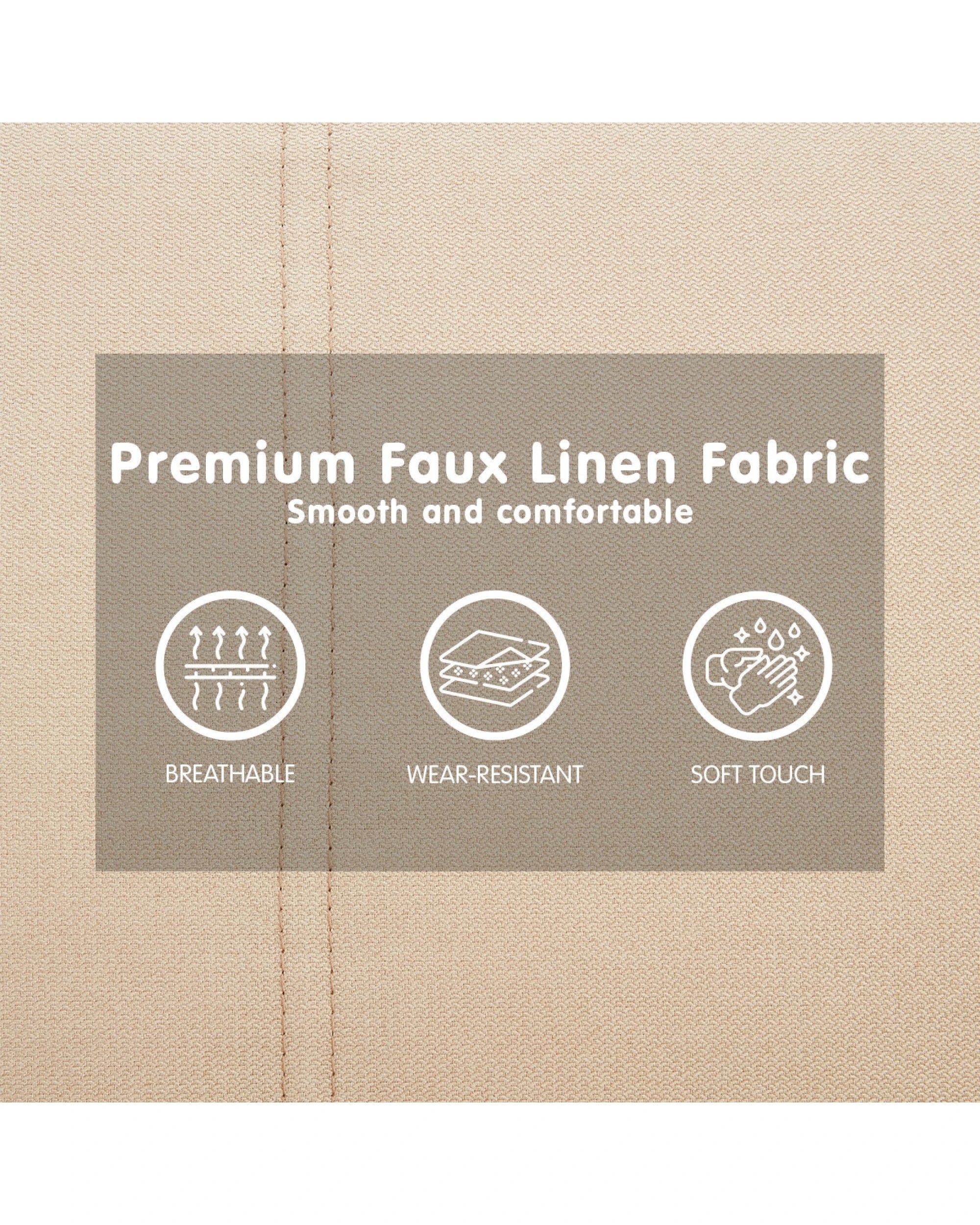 9 Sarantino 3 Seater Modular Faux Linen Fabric Sofa Bed Couch - Beige, 9 of 9