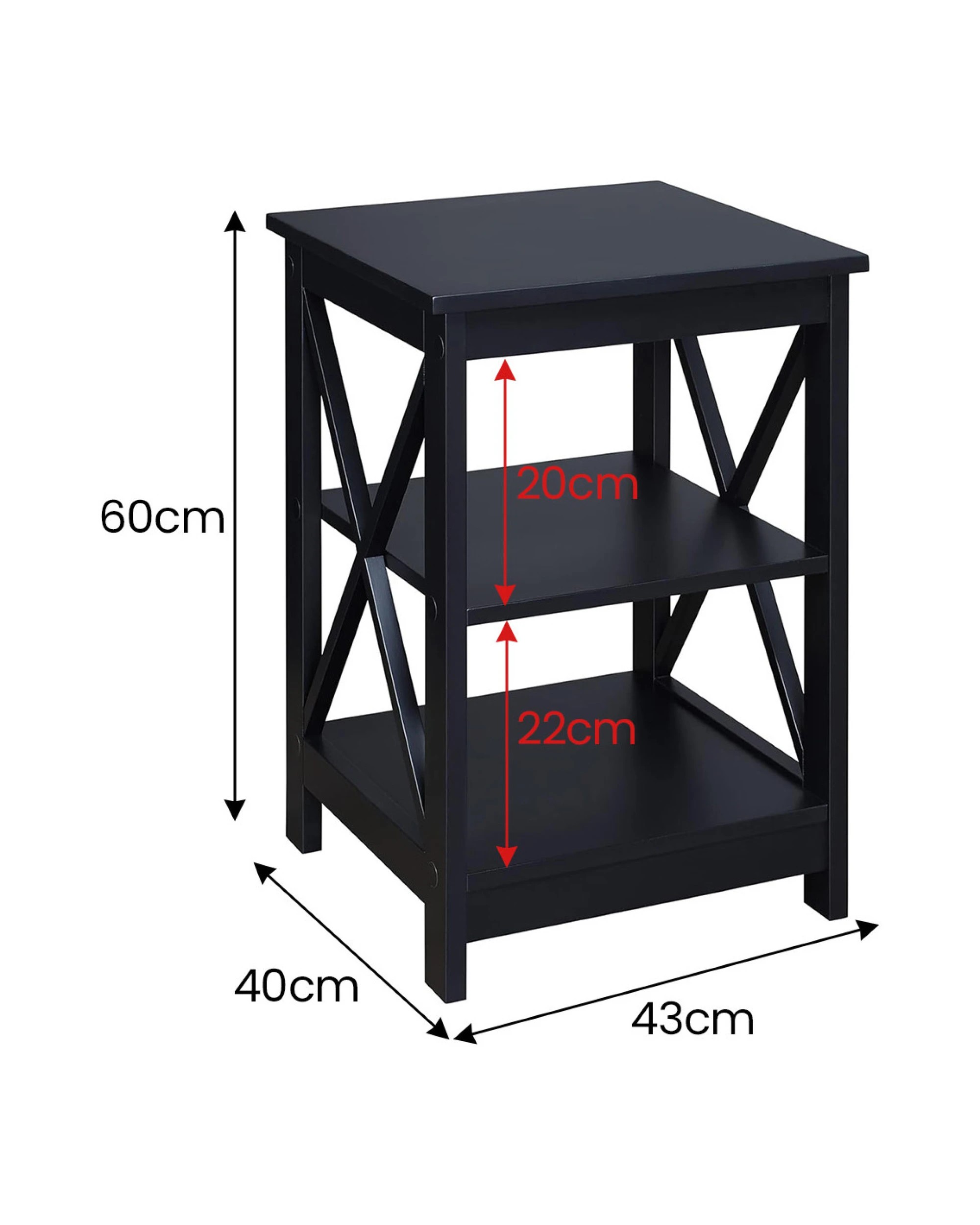 3 Sarantino Orson 2-tier Bedside Table - Black, 3 of 10