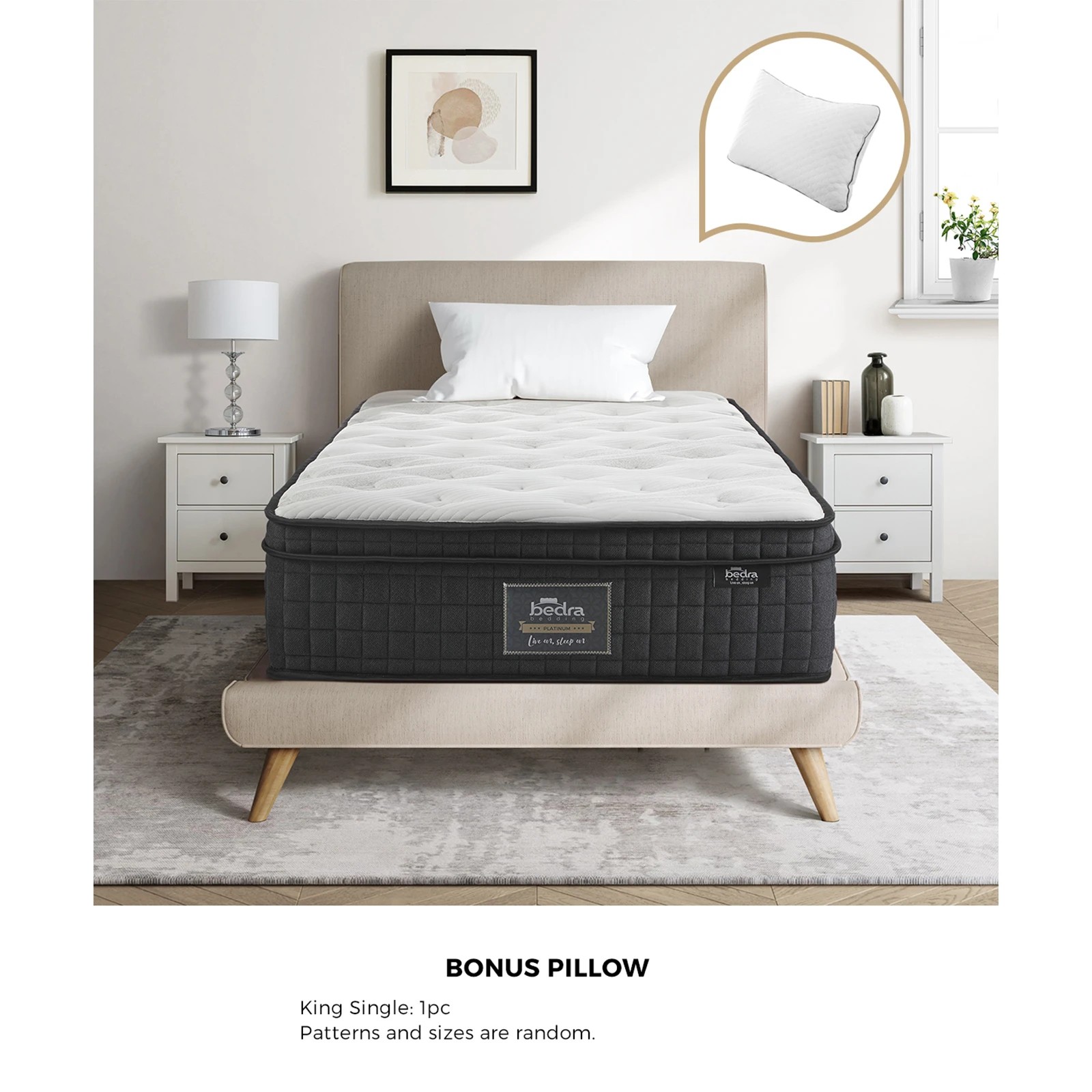 2 Bedra Bedding King Single Mattress Cool Gel Foam Pocket Spring 34cm With Pillow
 - Multi, 2 of 10