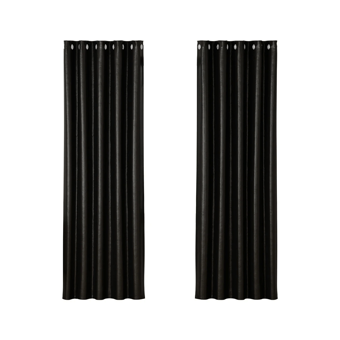 1 Artiss 2X Blockout Curtains Eyelet 180x213cm Shine - Black, 1 of 6