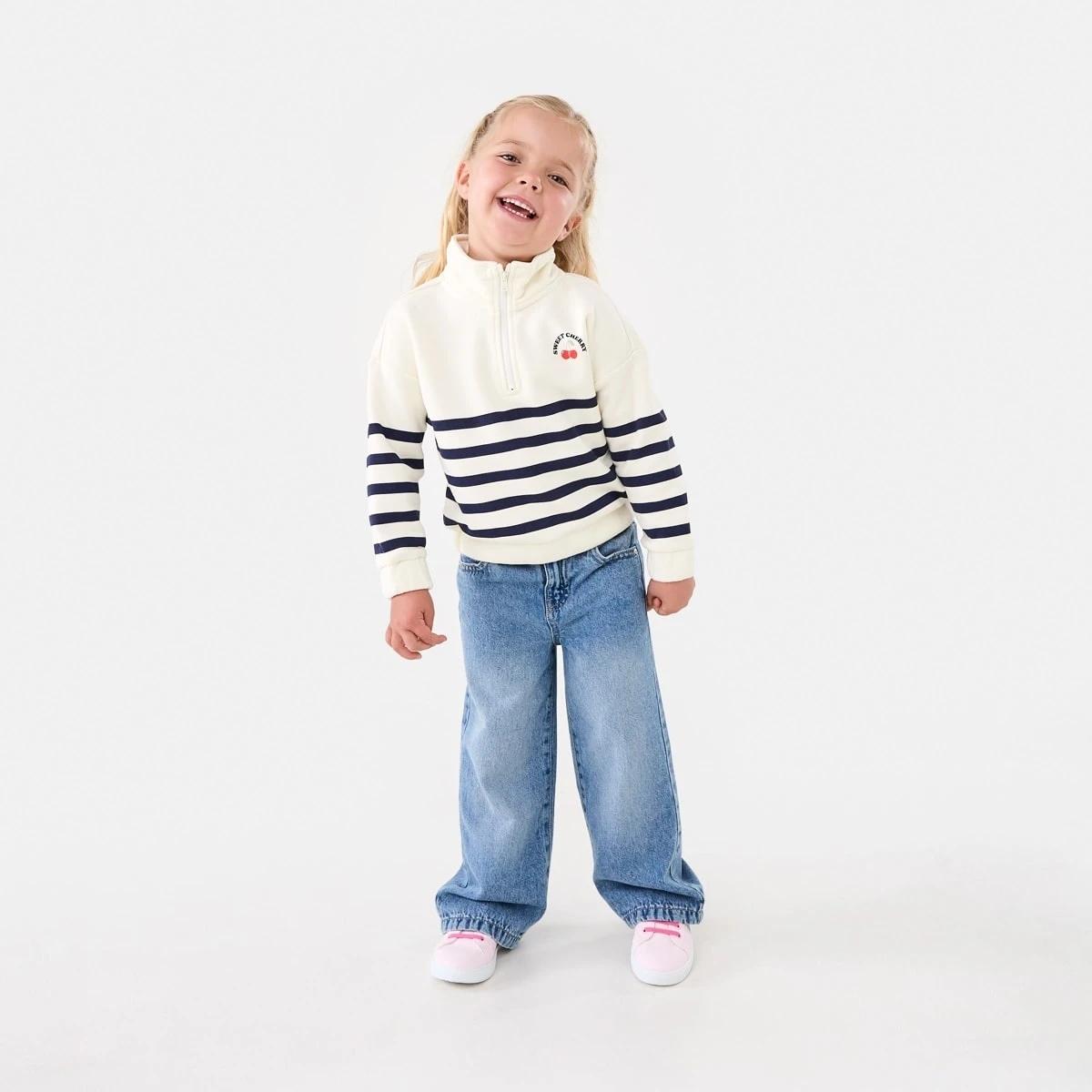 6 Quarter Zip Fleece Sweatshirt Stripe, 6 of 10