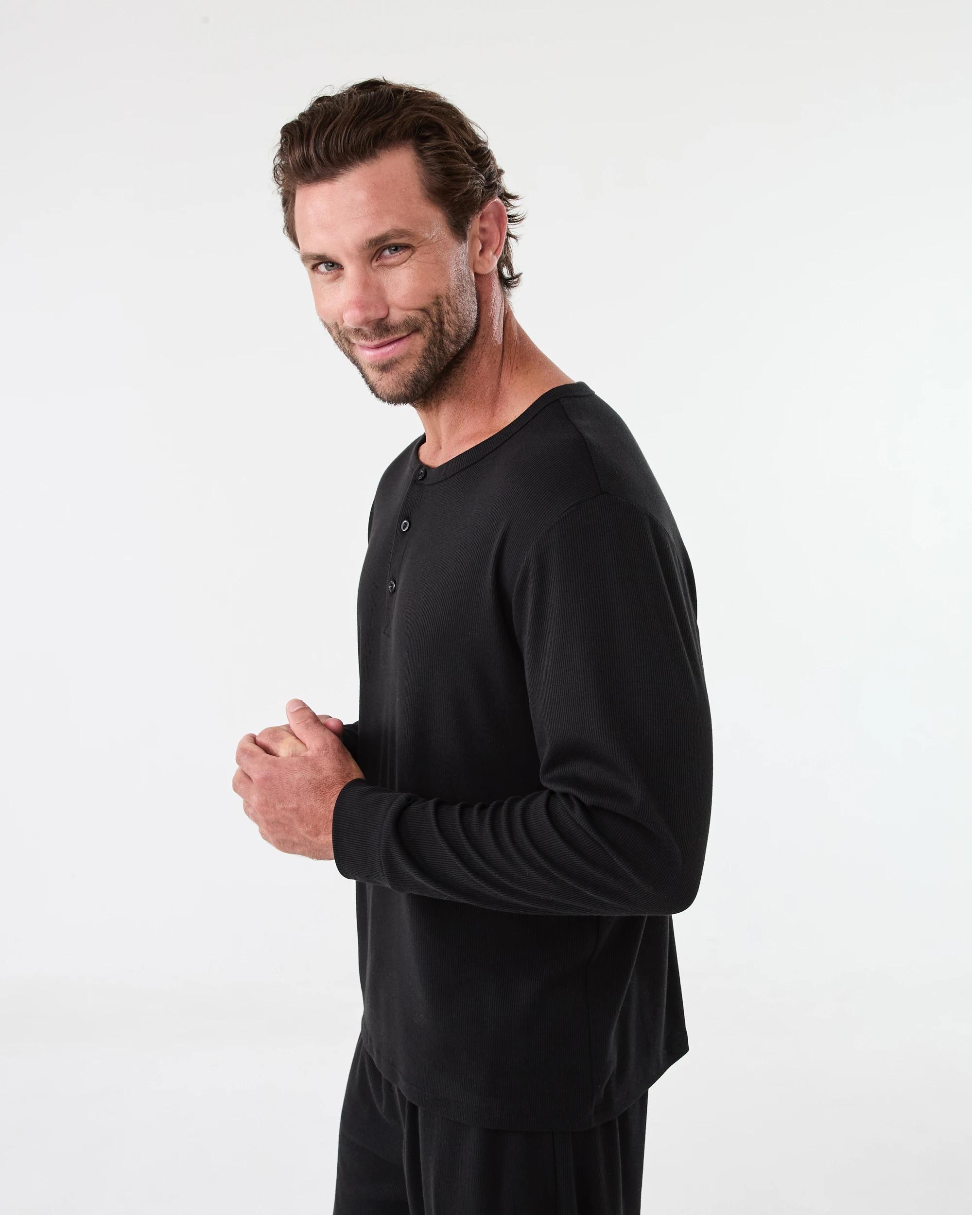 2 Long Sleeve Rib Top Black, 2 of 7