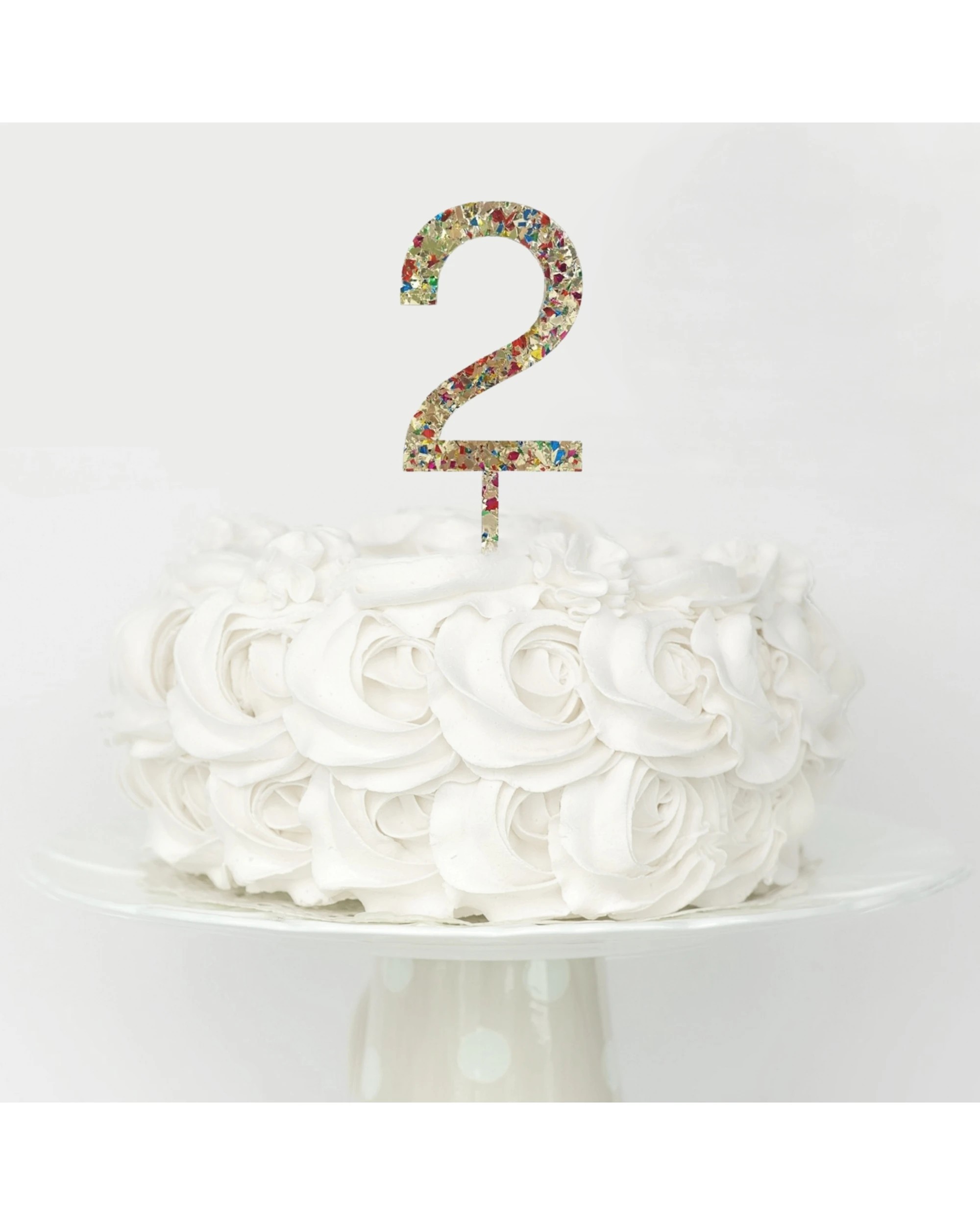 2 Party Maker Rainbow Glitter Acrylic Number 2 Cake Topper - Gold, 2 of 3