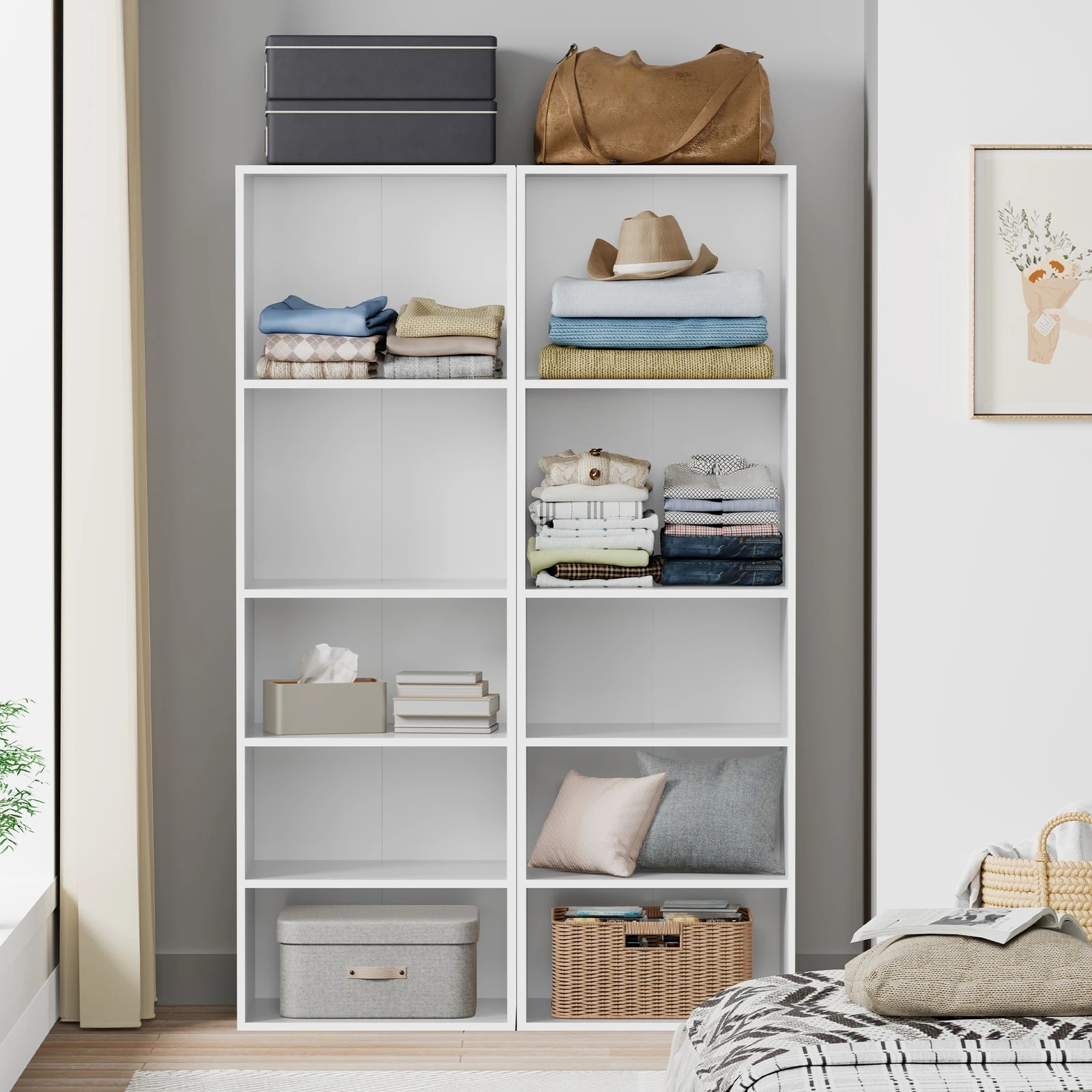 9 Alfordson Wardrobe 5 Shelves Clothes Storage Cabinet - White, 9 of 10