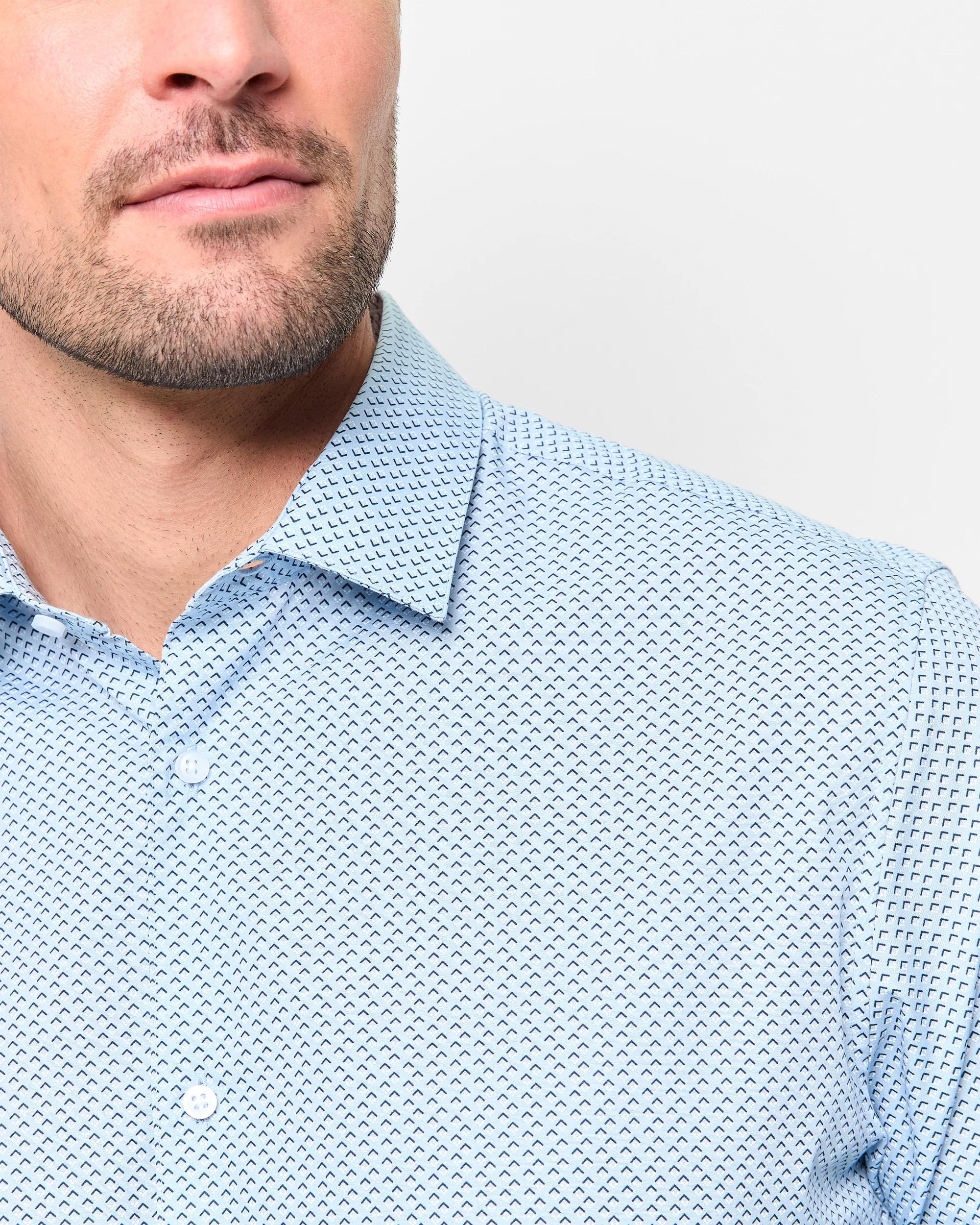 5 Australian Cotton Long Sleeve Print Shirt - Preview BLUE, 5 of 5