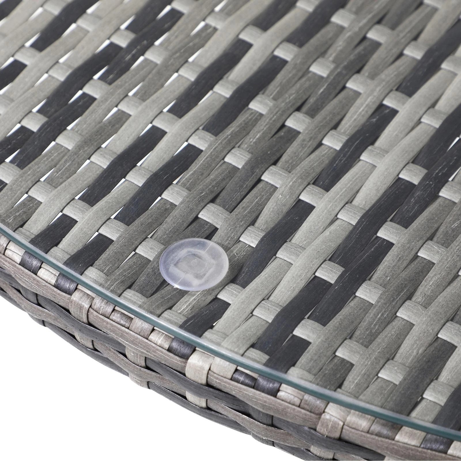 4 Livsip 90cm Outdoor Dining Table Round Rattan Glass Table Patio Furniture
 - Grey, 4 of 10