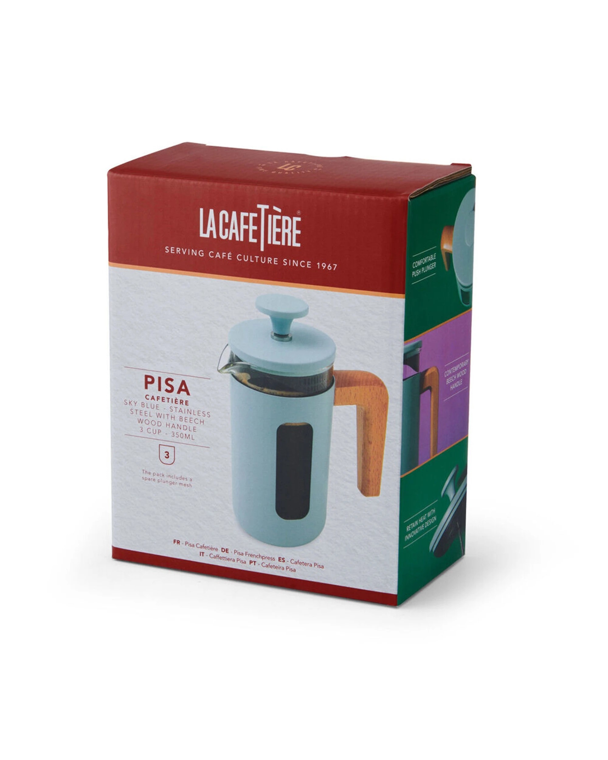 4 La Cafetiere Pisa 3-Cup Cafetiere Glass Coffee Press - Blue, 4 of 7