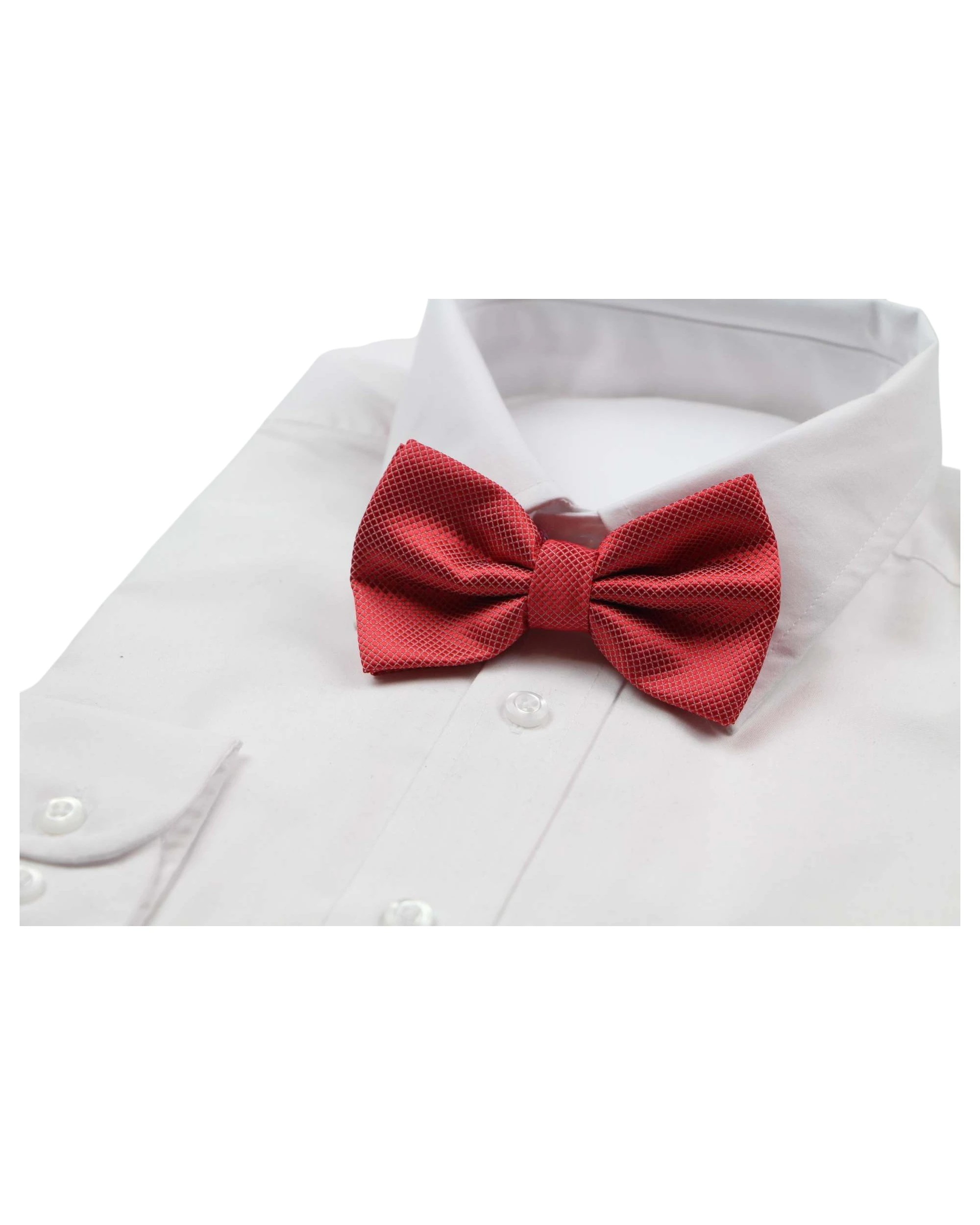 1 Zasel Mens Watermelon Red Plain Coloured Checkered Bow Tie - Red, 1 of 5