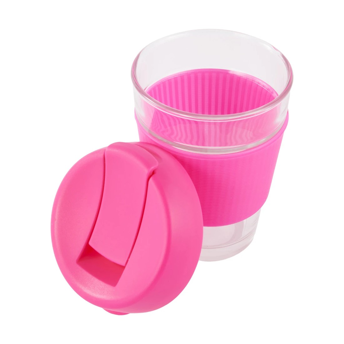 3 350ml Pink Glass Reusable Travel Cup, 3 of 6