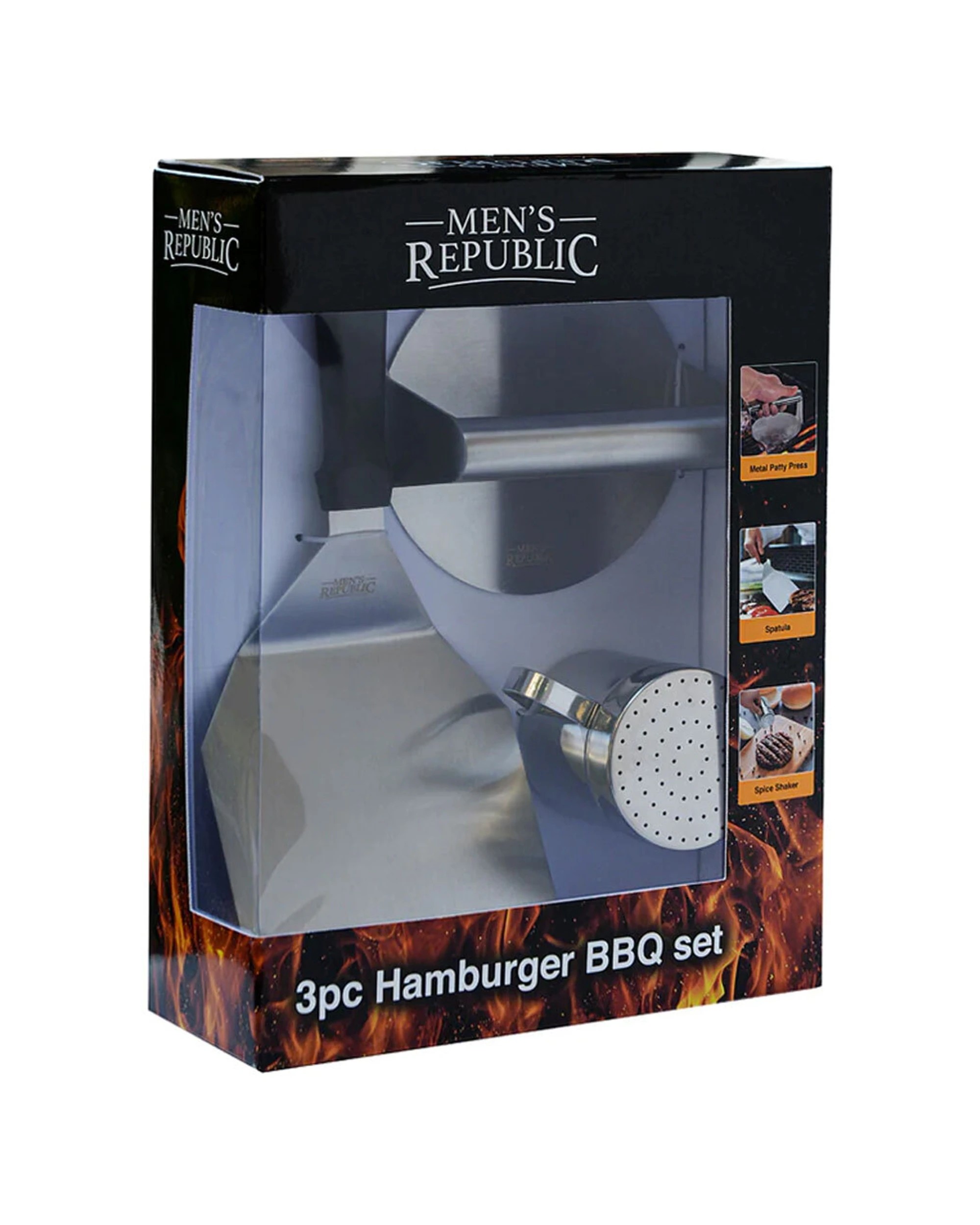 2 Mens Republic 3pc Premium Hamburger BBQ Grilling Set Stainless Steel - Silver, 2 of 5