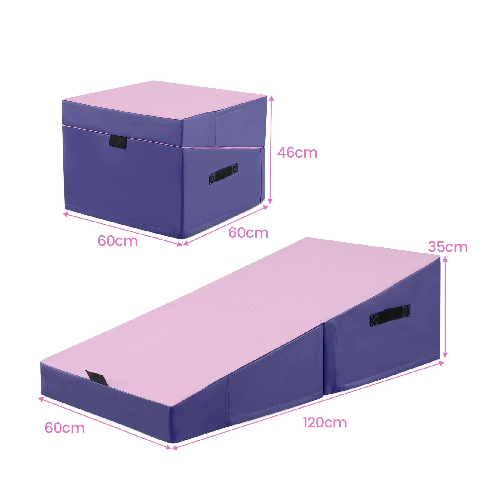 2 Costway Gymnastics Tumbling Mat Folding Incline Yoga Mat Wedge Exercise Mat PVC Leather - Pink, 2 of 2
