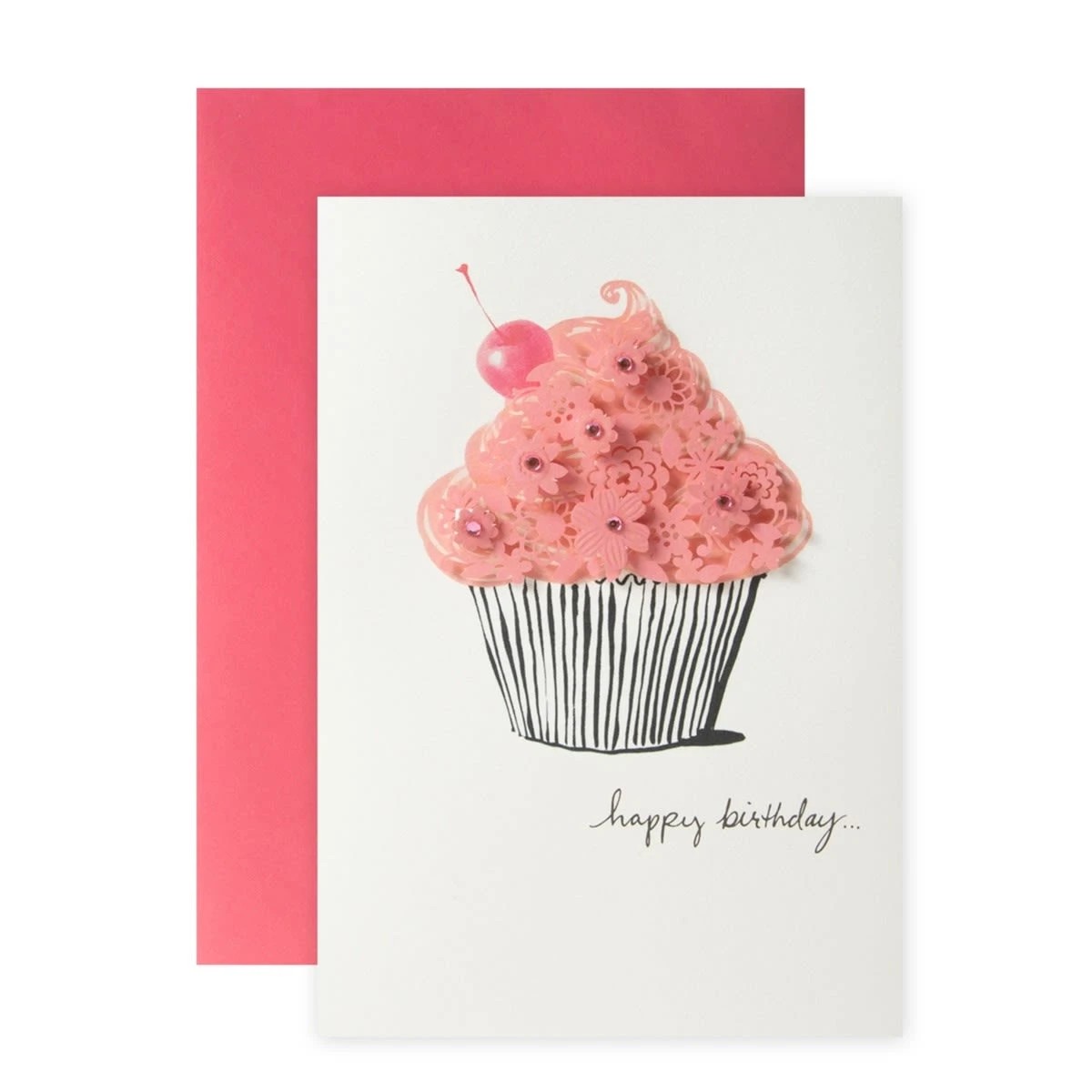 1 Hallmark Signature Birthday Card - Floral Cupcake, 1 of 3