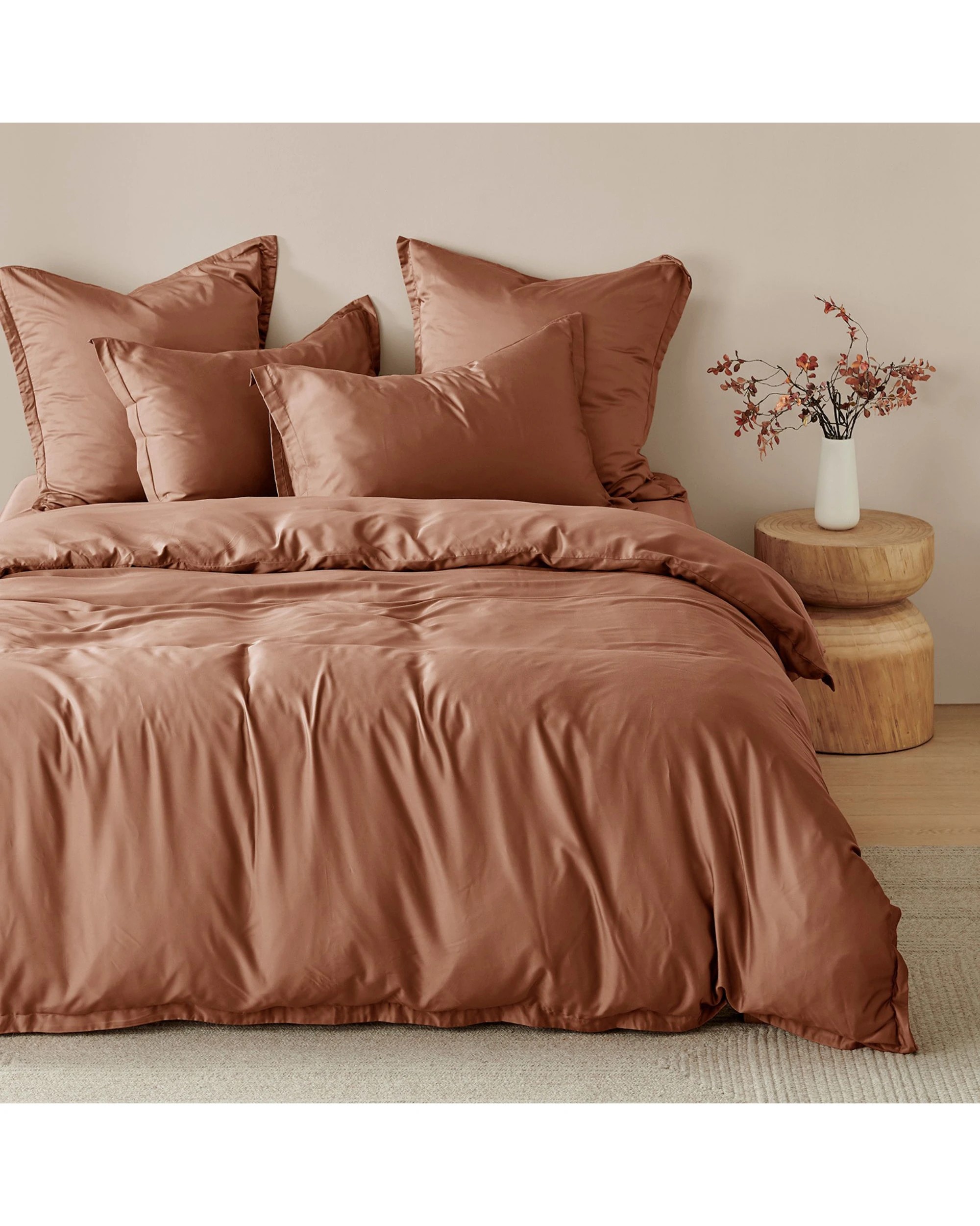 1 Natural Home 400TC 100% Bamboo Sateen Tailored Quilt Cover Set - Single Bed - Earth, 1 of 7