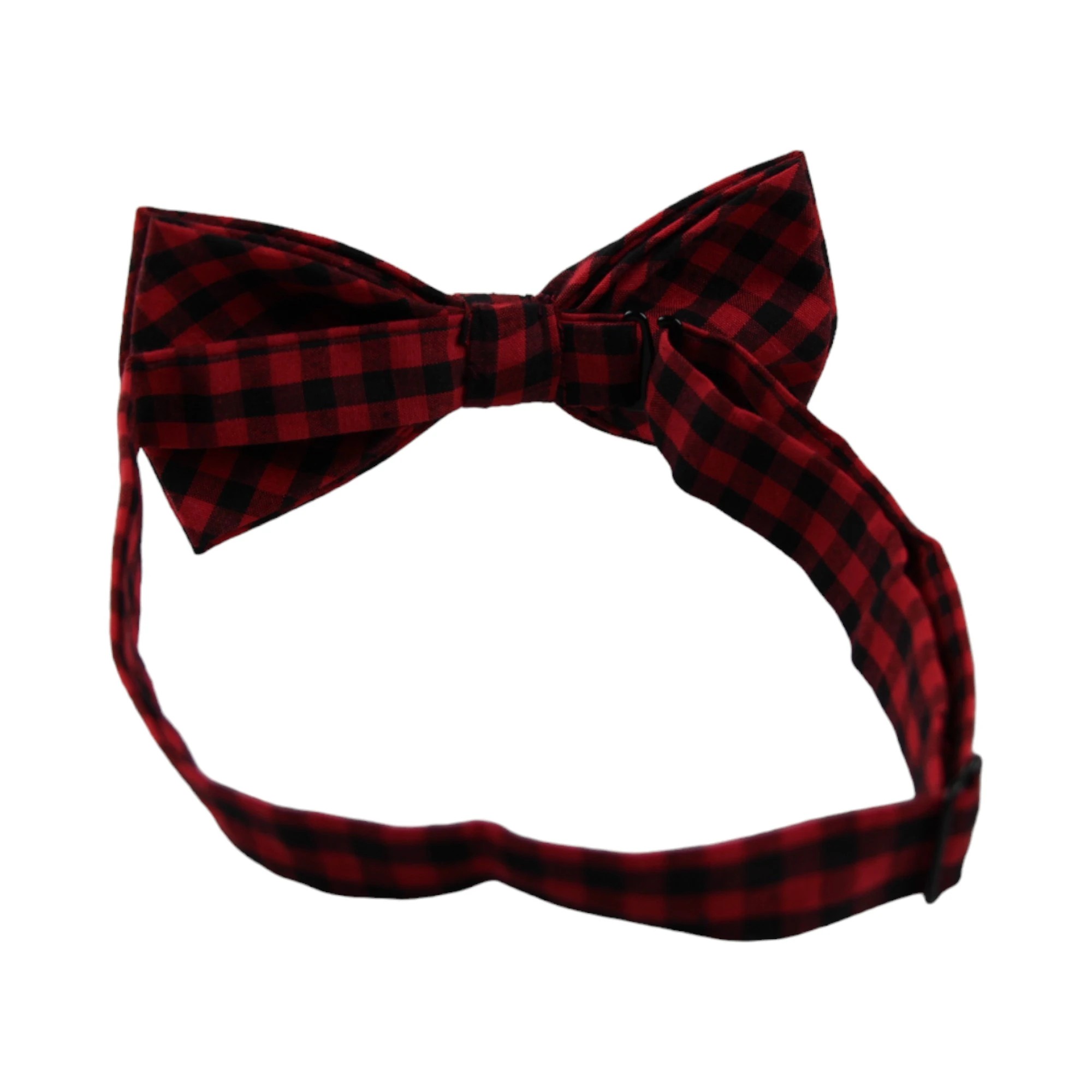 6 Zasel Mens Red & Black Checkered Patterned Bow Tie - Multi, 6 of 6