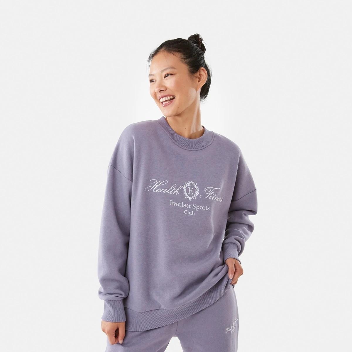 1 Everlast Womens Street Oversized Crew Sweatshirt Dusk, 1 of 8