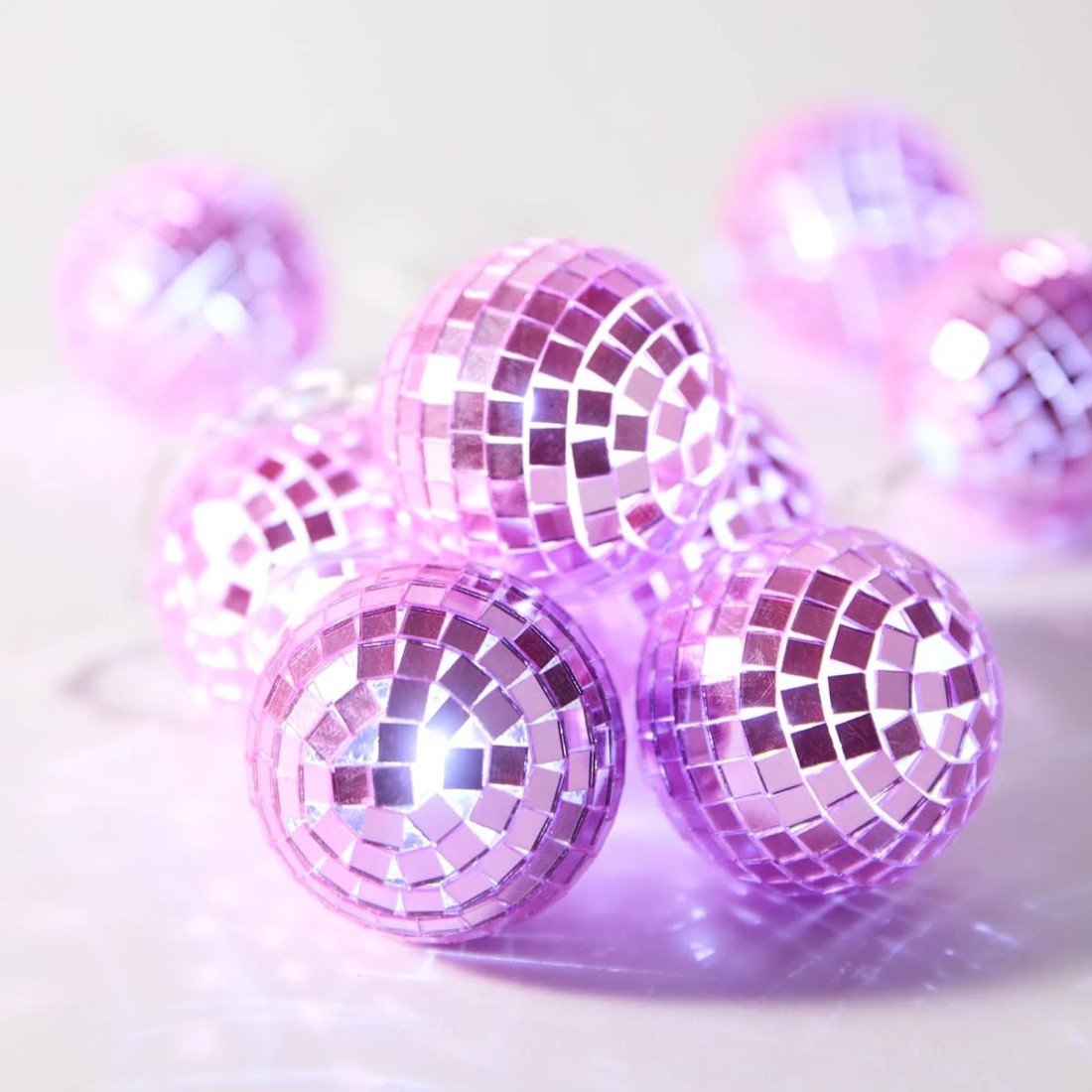 1 Pink Disco Ball String Lights, 1 of 8