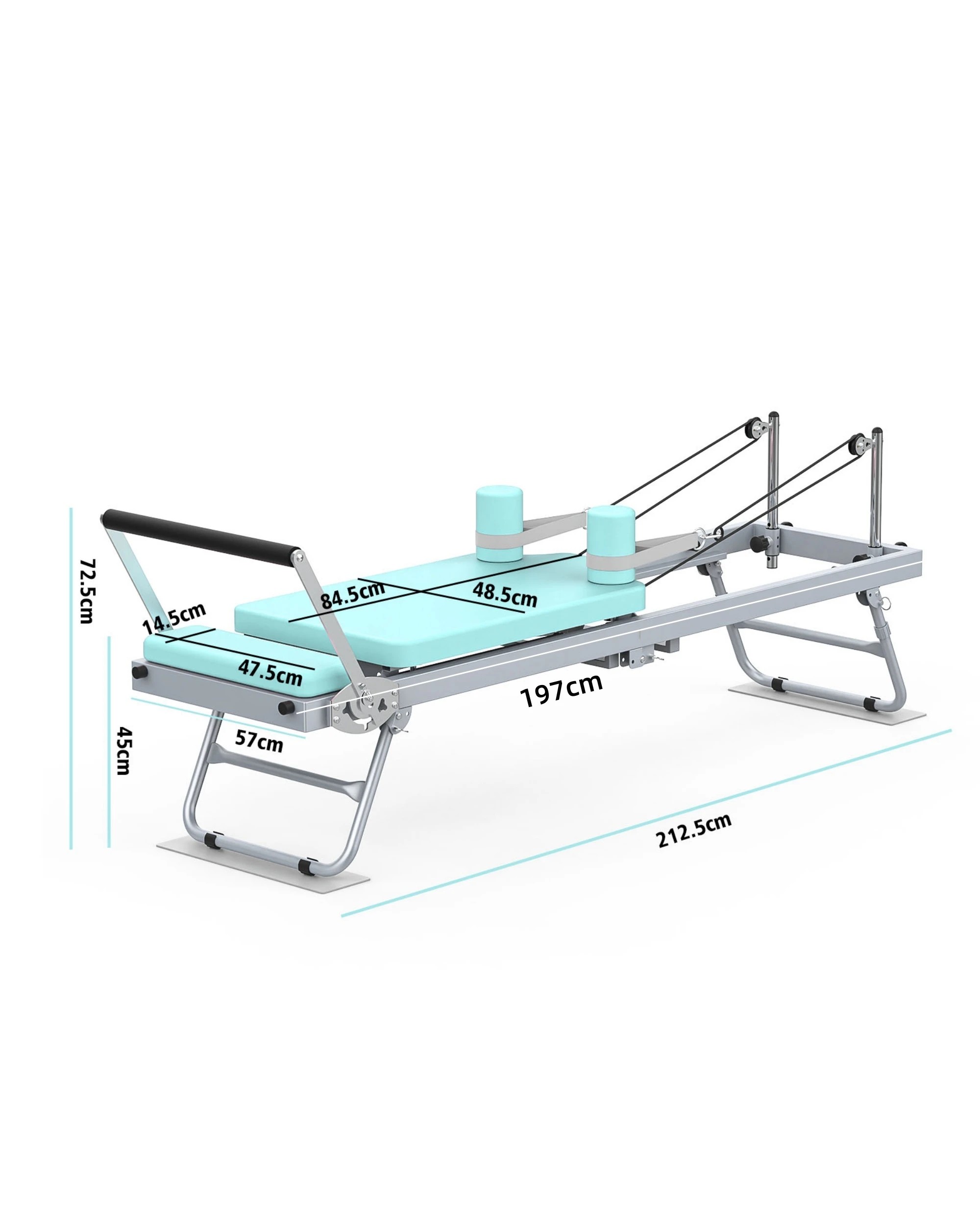 7 Advwin Foldable Pilates Reformer Machine Exercise Equipment with Wheels Cyan, 7 of 7