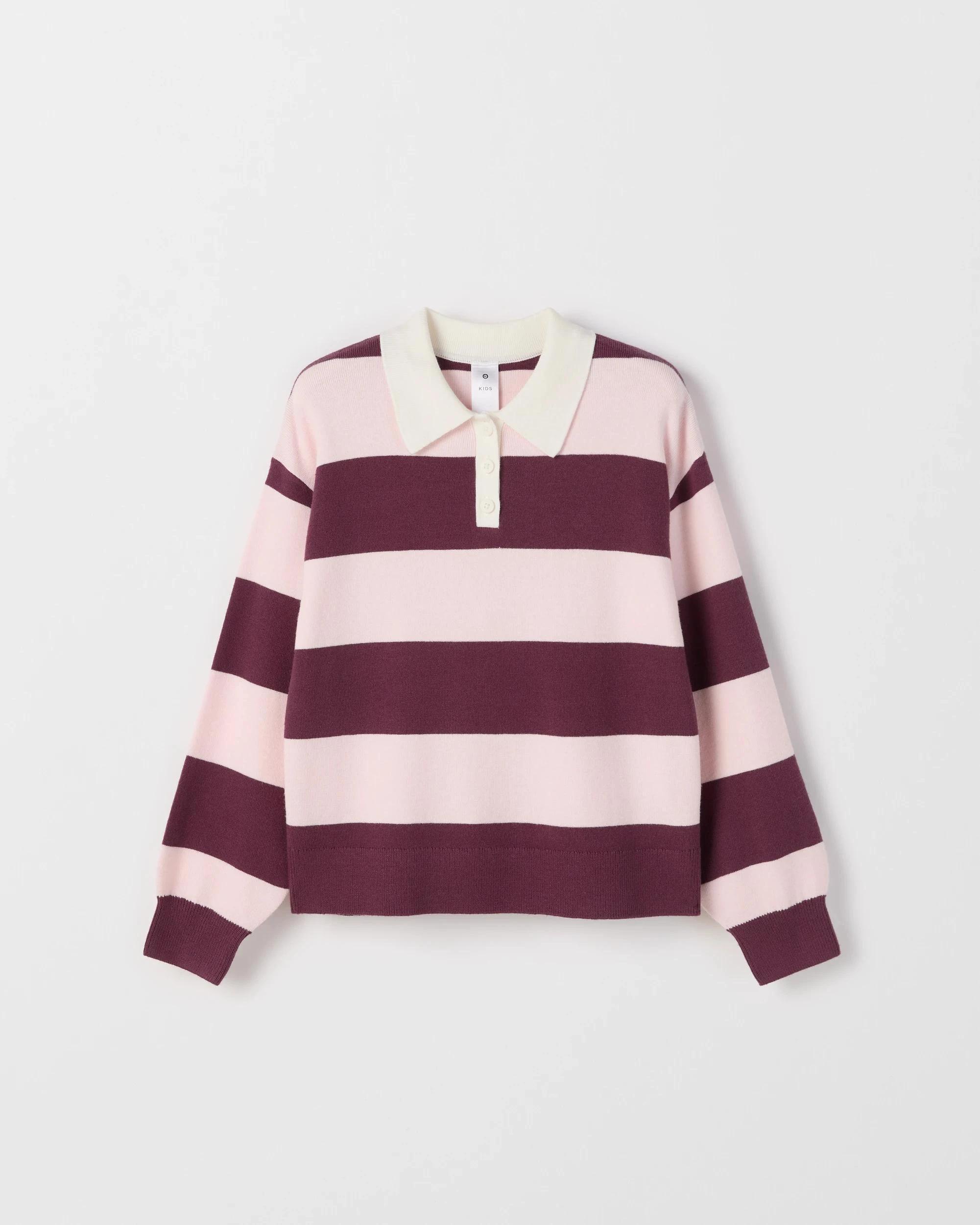 5 Target Kids Long Sleeve Loose Knit Rugby Jumper BURGUNDY STRIPE, 5 of 6