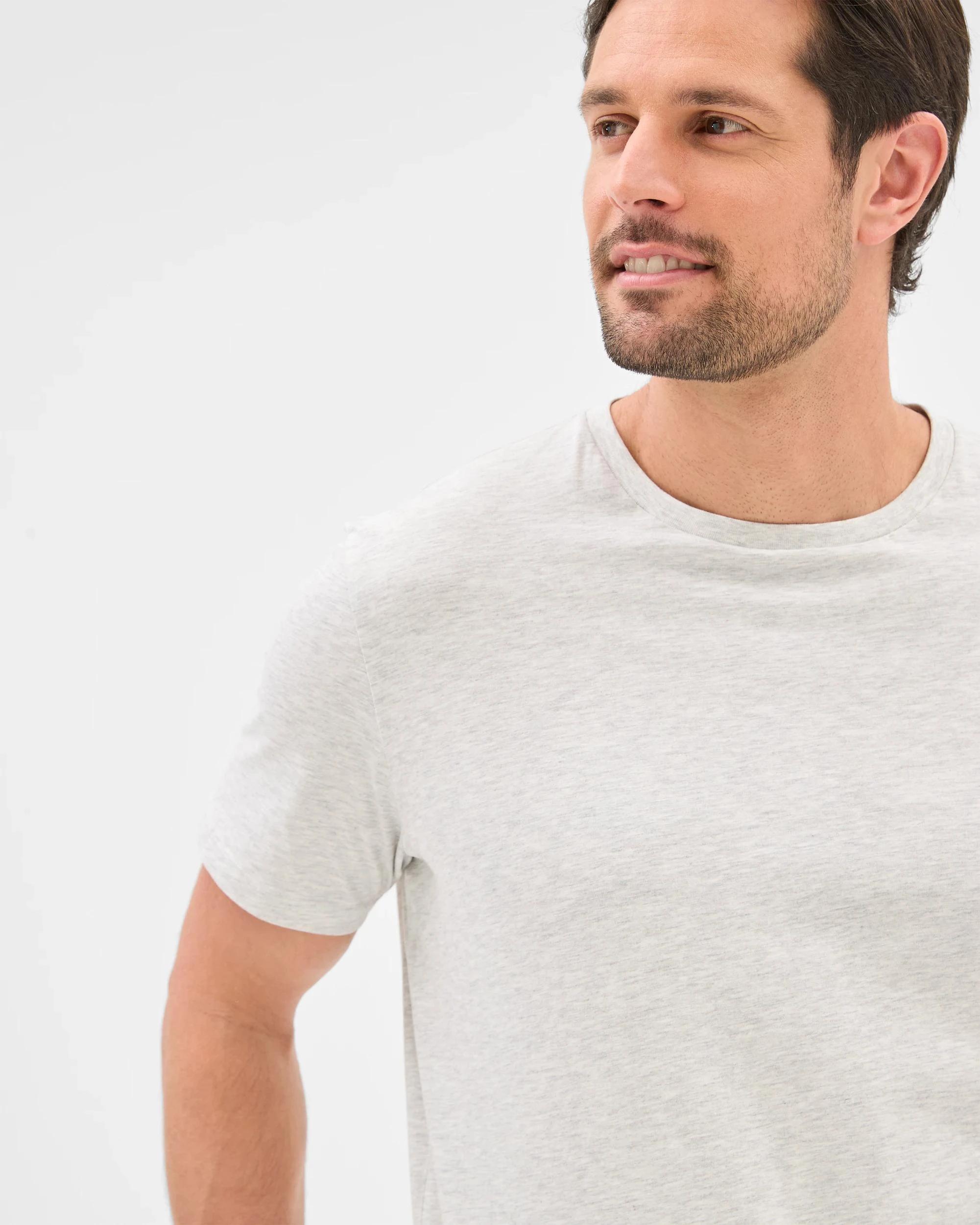 5 Target Mens Australian Cotton Jersey/Poplin Pyjama Set GREY MARLE/ RED STRIPE, 5 of 8