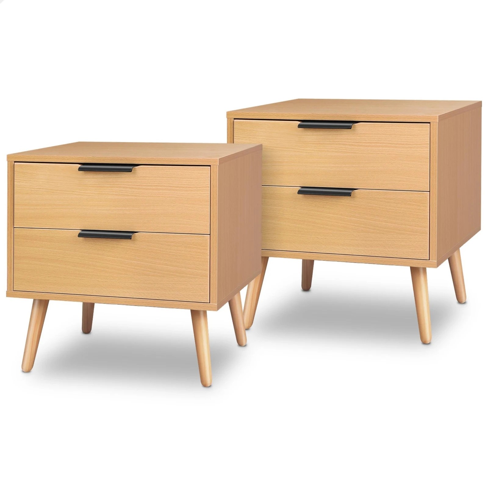 1 Alfordson 2x Bedside Table Nightstand Side Storage Cabinet Scandinavian - Oak, 1 of 7
