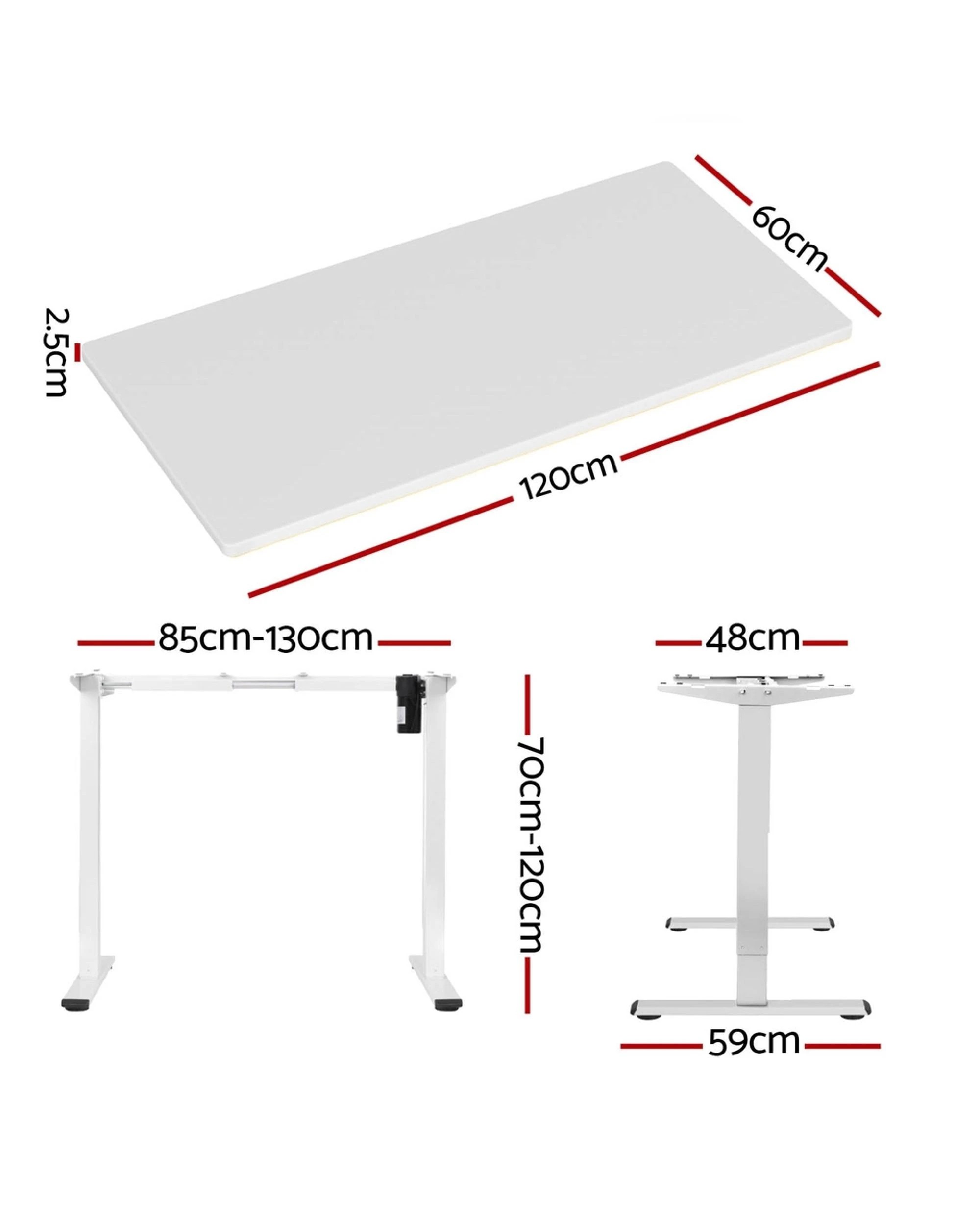 2 Artiss Standing Desk Motorised Sit Stand Desks  120CM - White, 2 of 5
