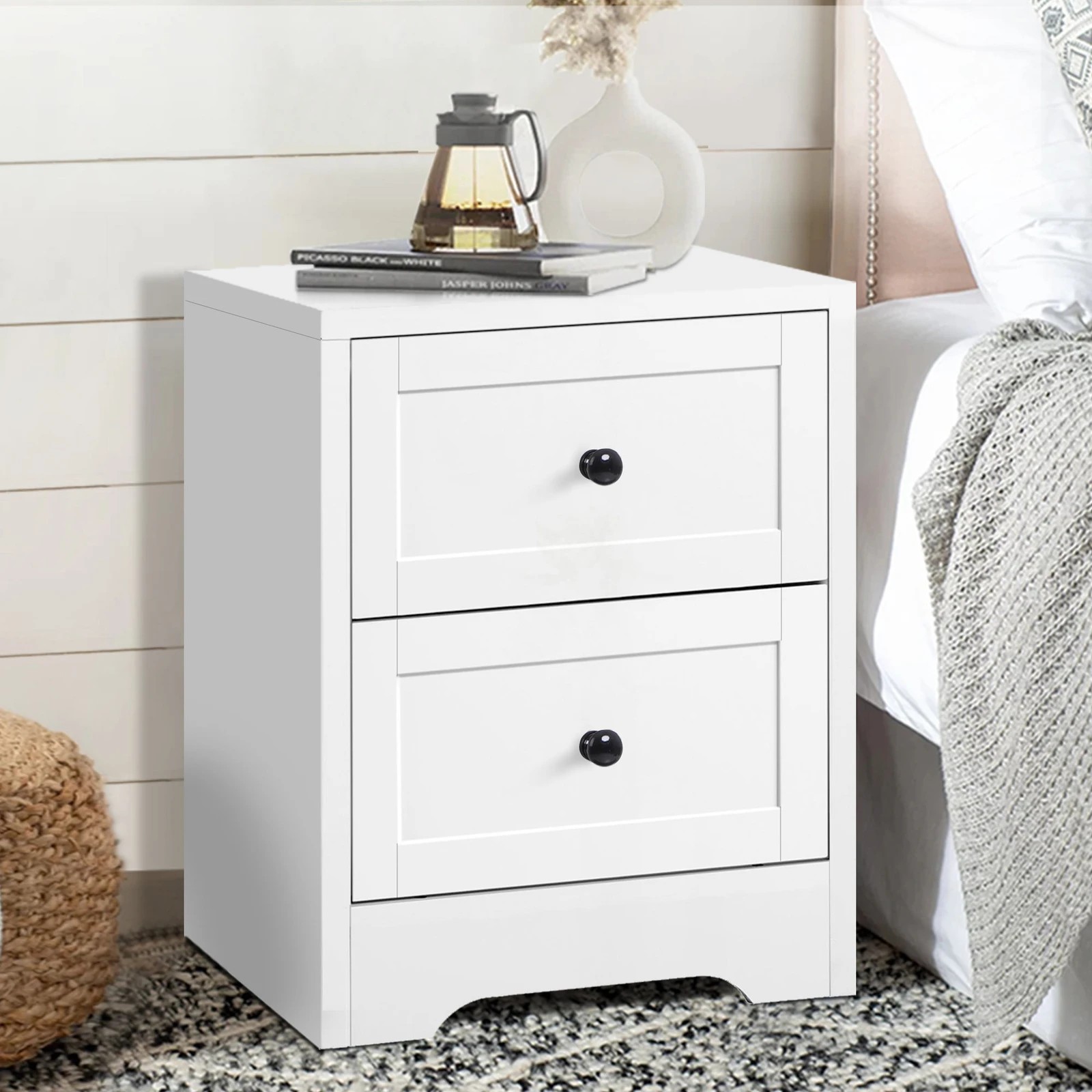 8 Alfordson 5 Chest of Drawers 2x Bedside Table Hamptons Bedroom Storage - White, 8 of 10