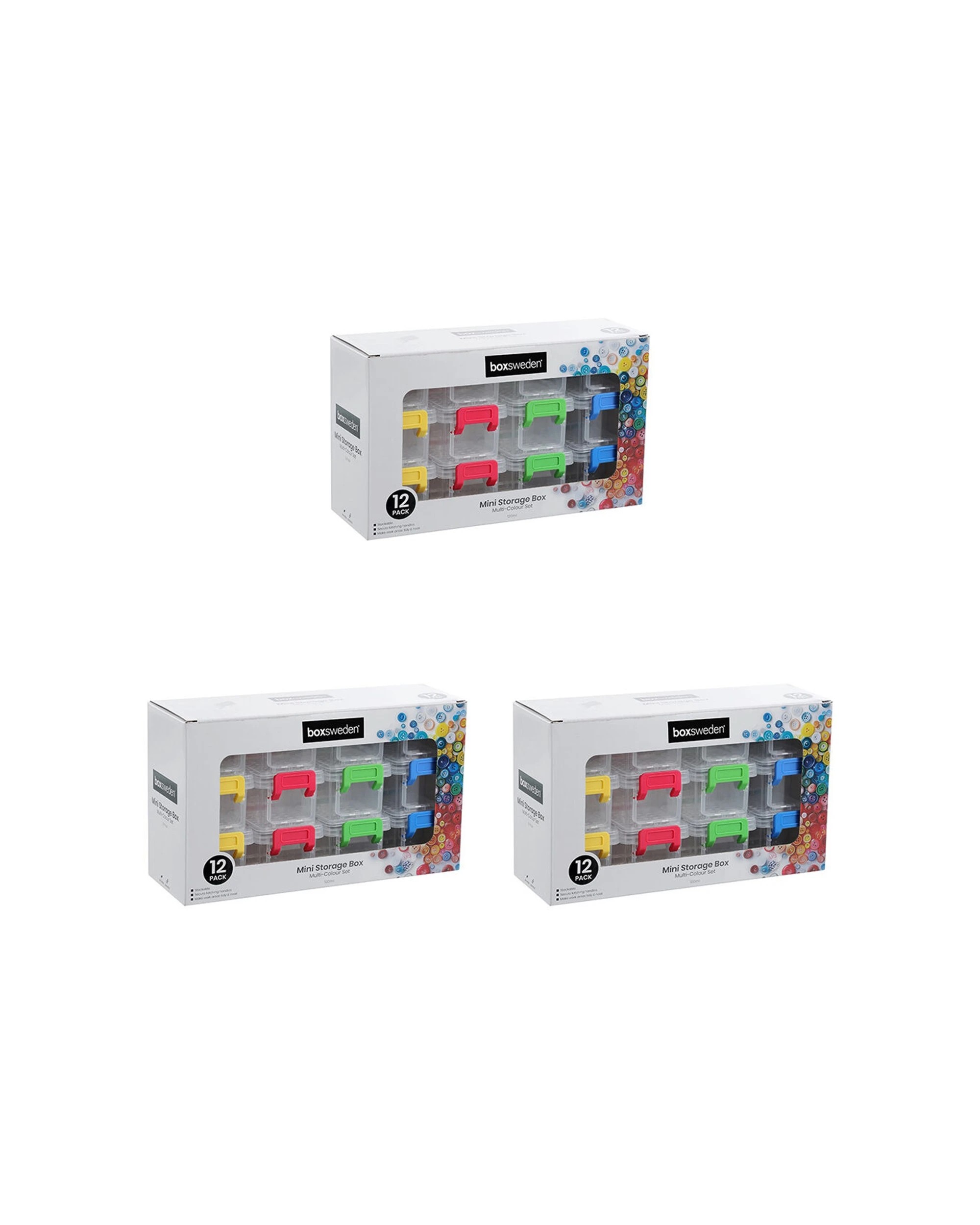 1 Boxsweden Mini Storage Stackable Organiser Box 3x 12Pc 120Ml Pack Plastic
 - multi, 1 of 9